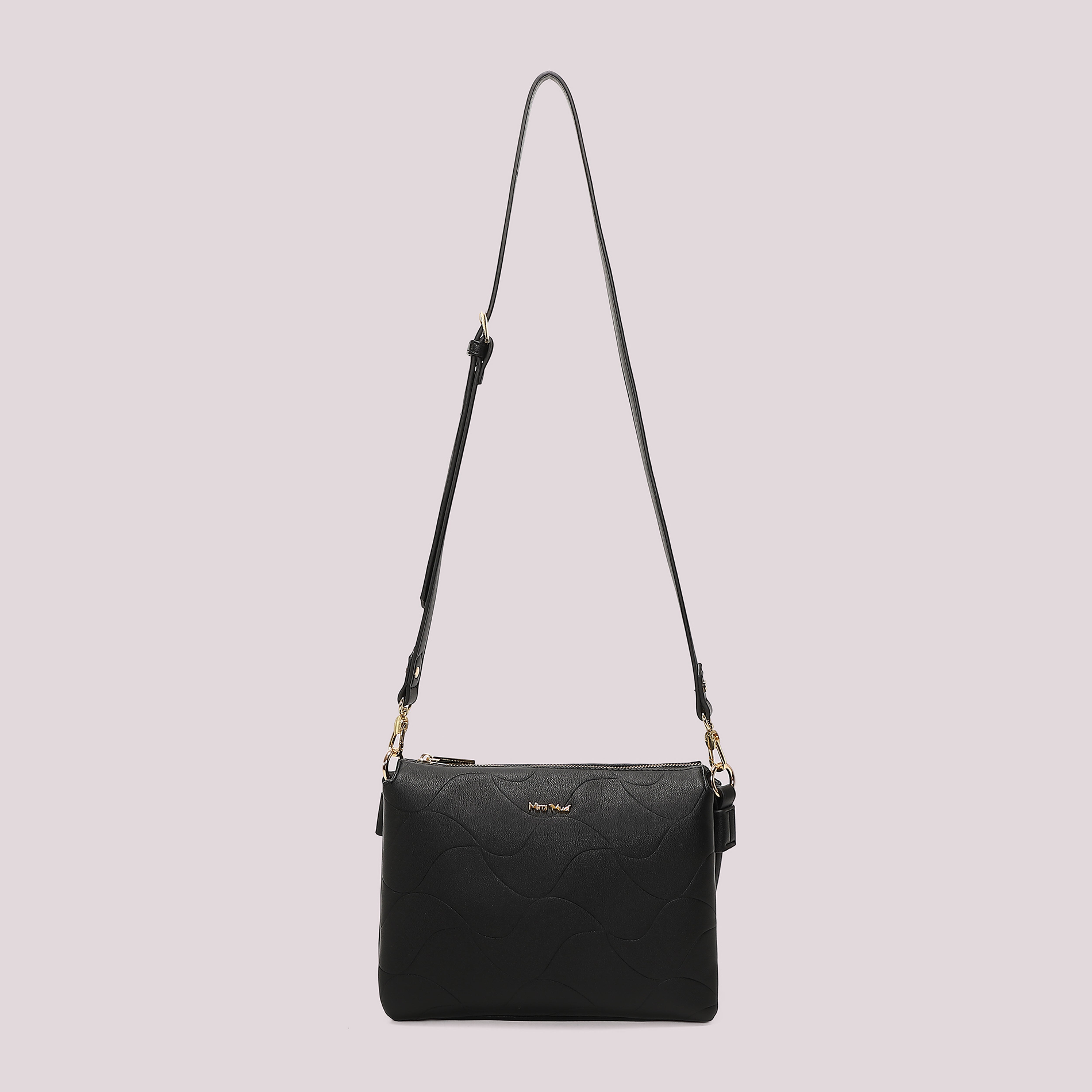 Mimi Mua Motivo ad Onda borsa a tracolla bianco in PU