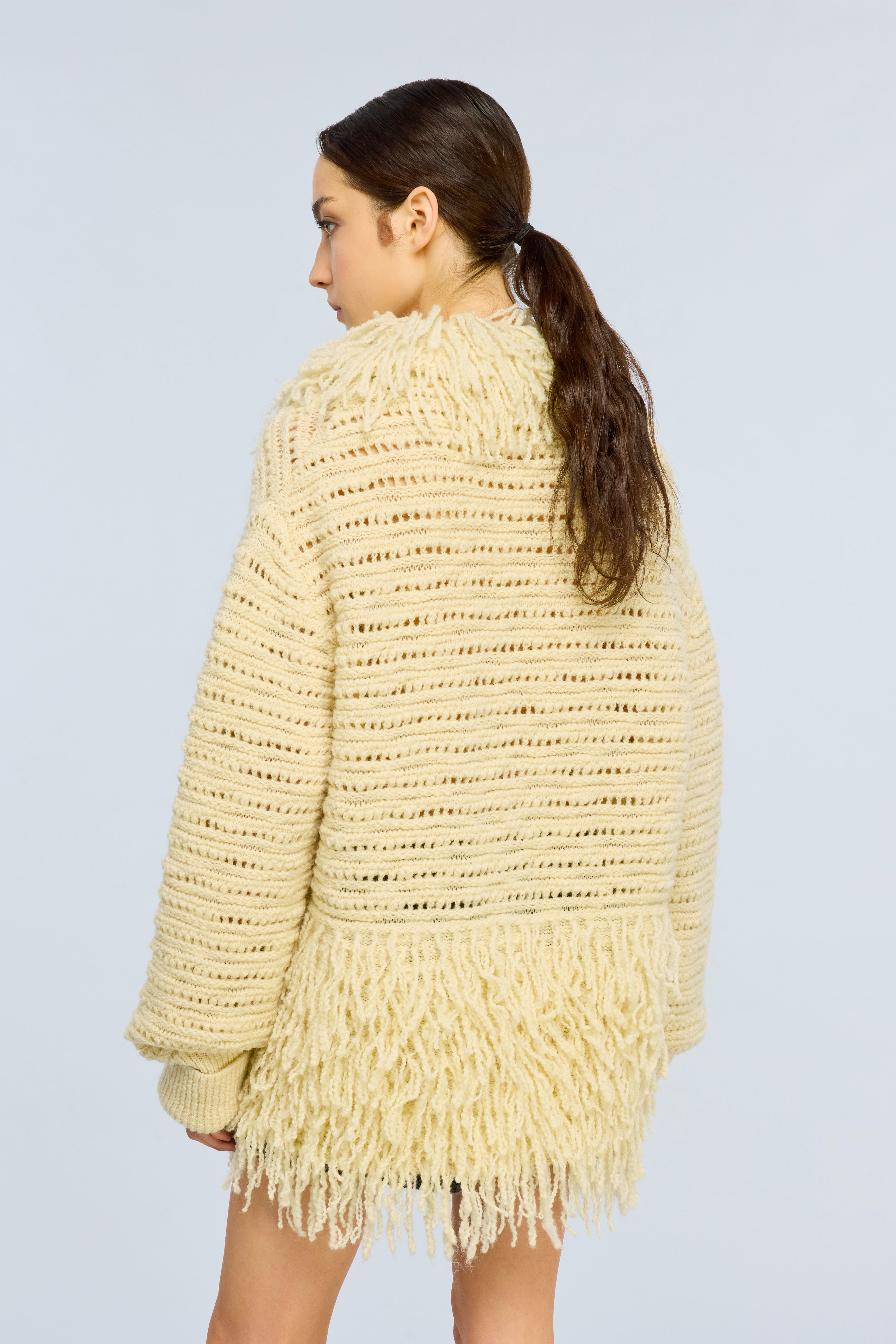 Semicouture Vickie giacca burro lana frange