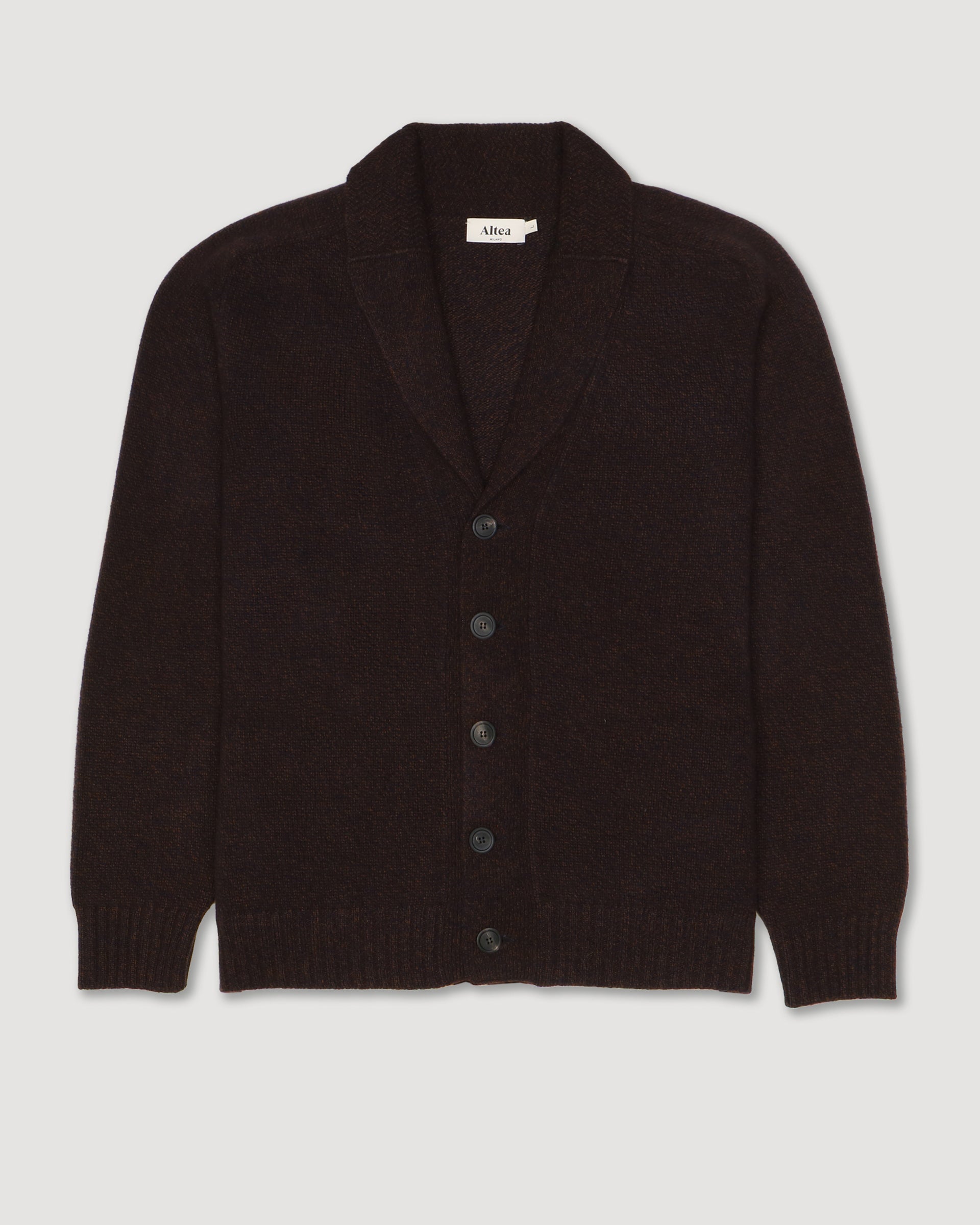 Altea cardigan collo a scialle marrone in lana e cashmere