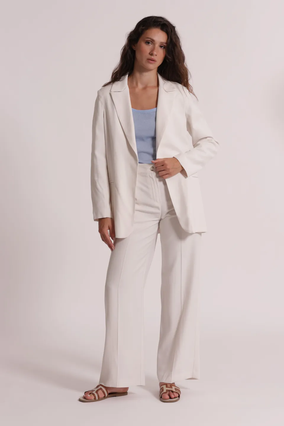Mimi Mua Lungo Viscosa Pantaloni Panna XS