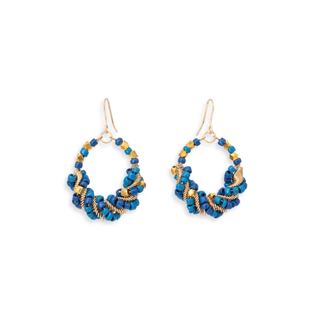 On Earth Cooperative Collection Berry orecchini vetro blu 4 cm