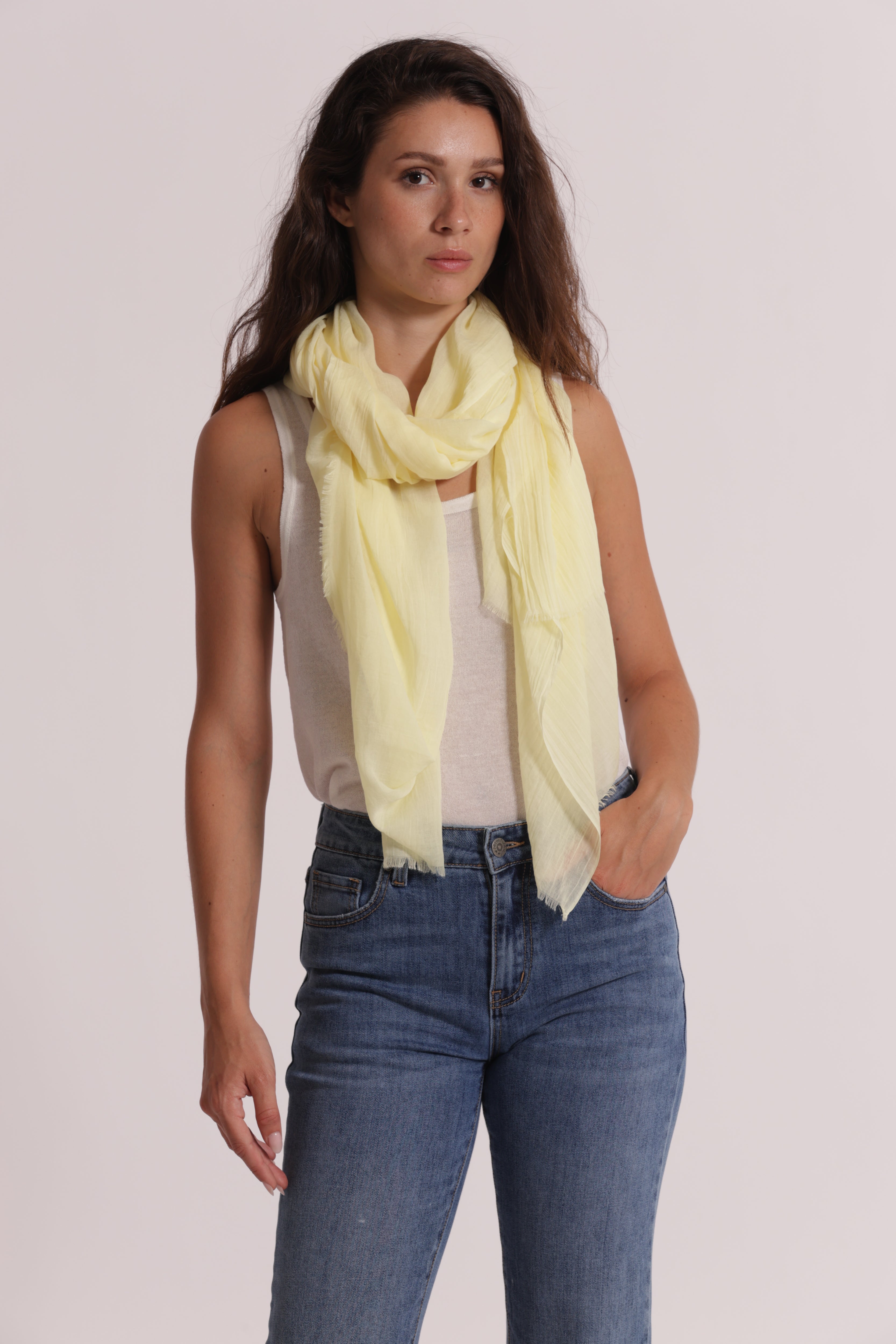 Mimi Mua Tinta Unita foulard 180x80 panna morbido