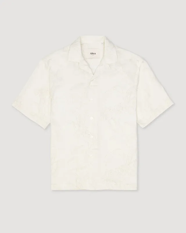 Altea Bart camicia in mussola beige over manica corta