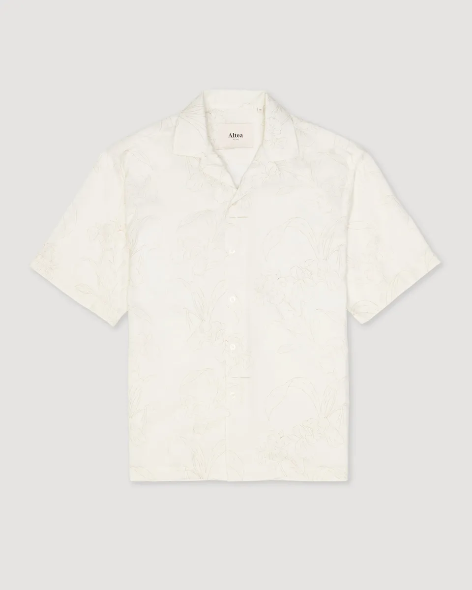 Altea Bart camicia in mussola beige over manica corta