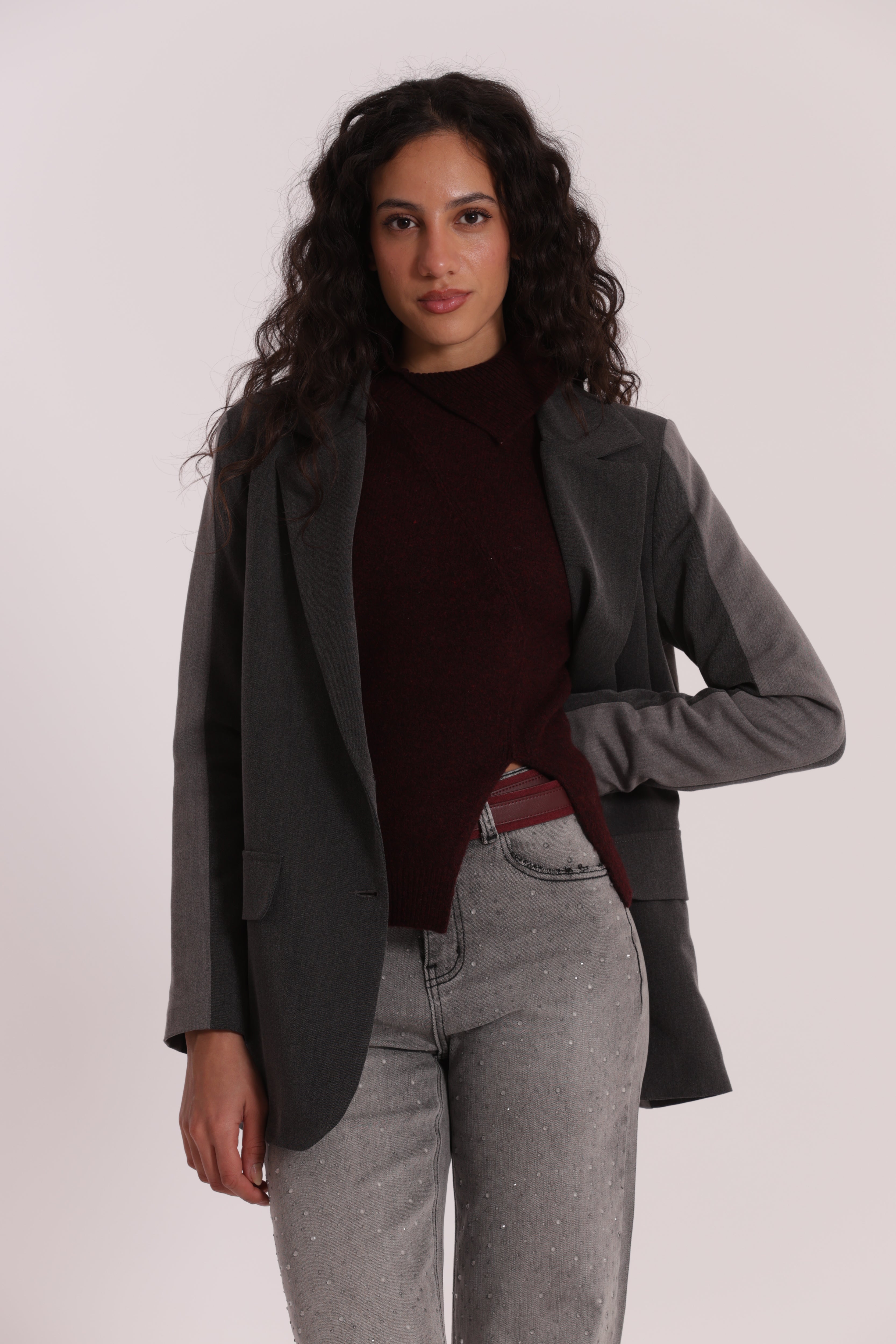 Mimi Mua Over Color Block Giacca Grigio Chiaro/Antra