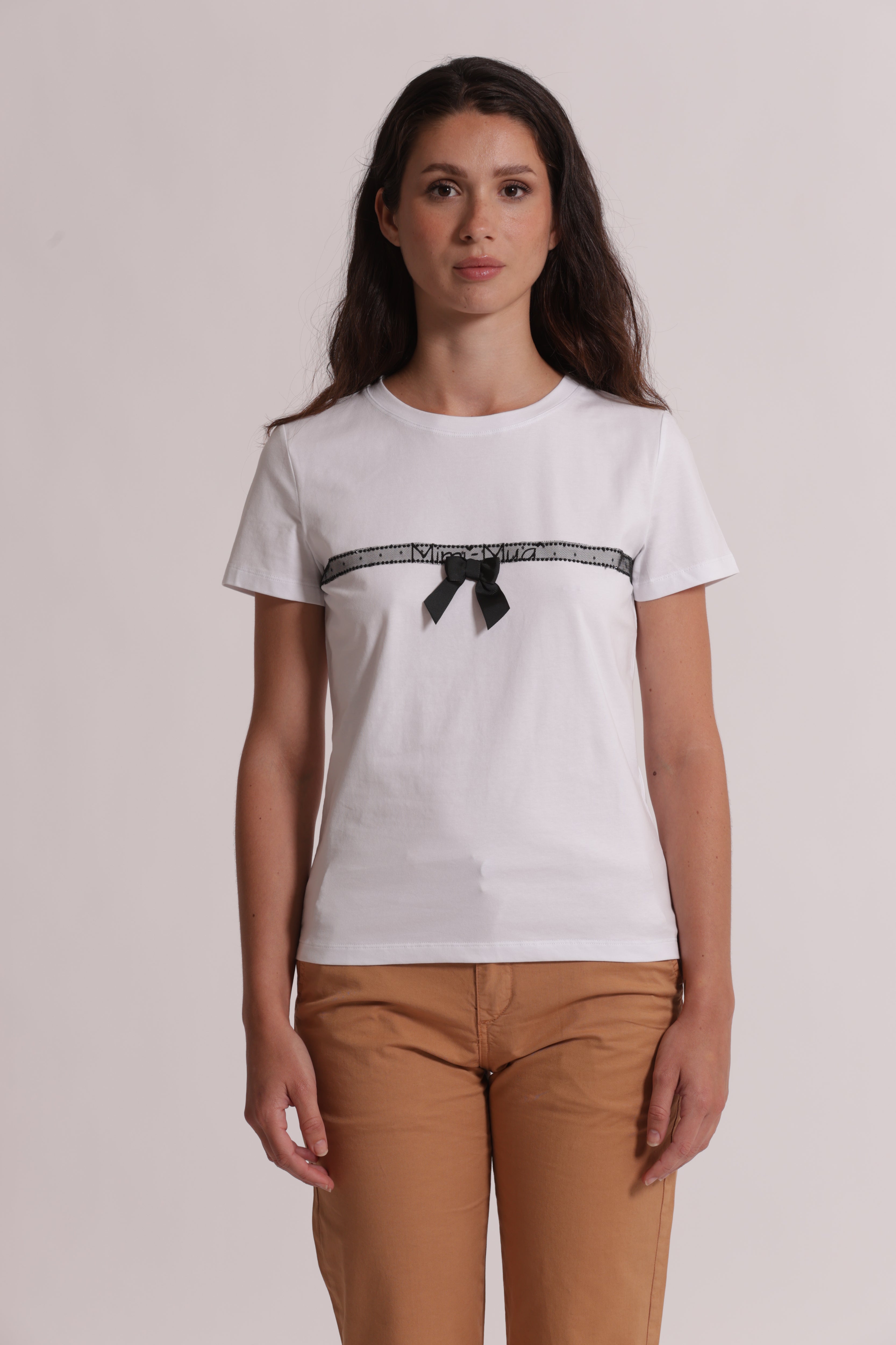 Mimi Mua T-Shirt Fiocco Cotone Bianco