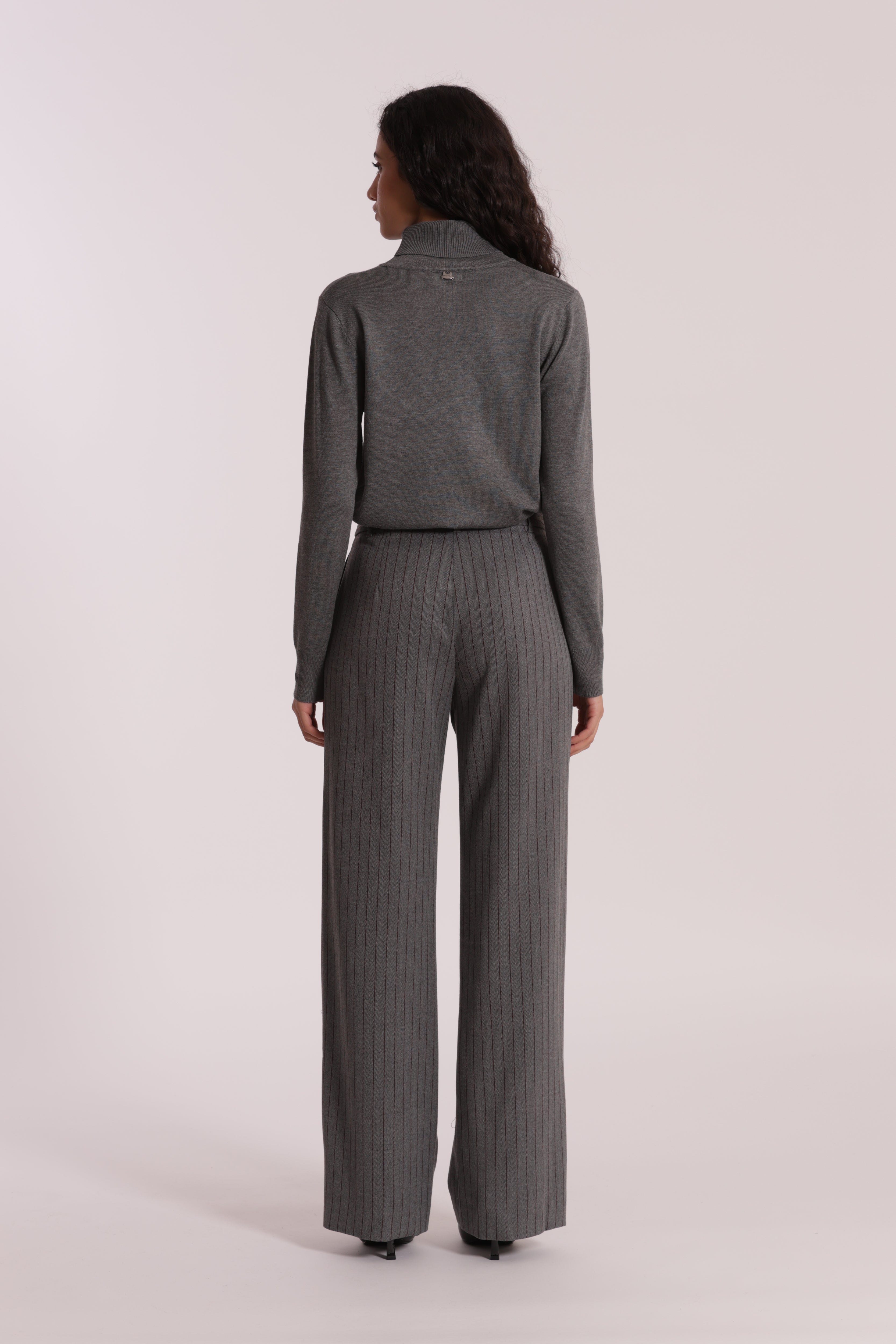 Mimi Mua Pantalone Palazzo Gessato Grigio elegante