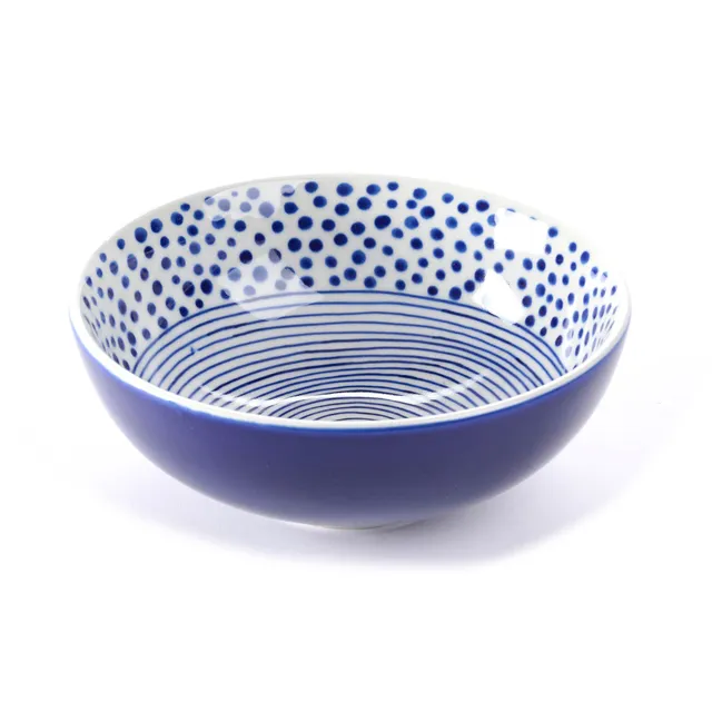On Earth Cooperative Collection Dot Stripes terrina ceramica blu 18 cm