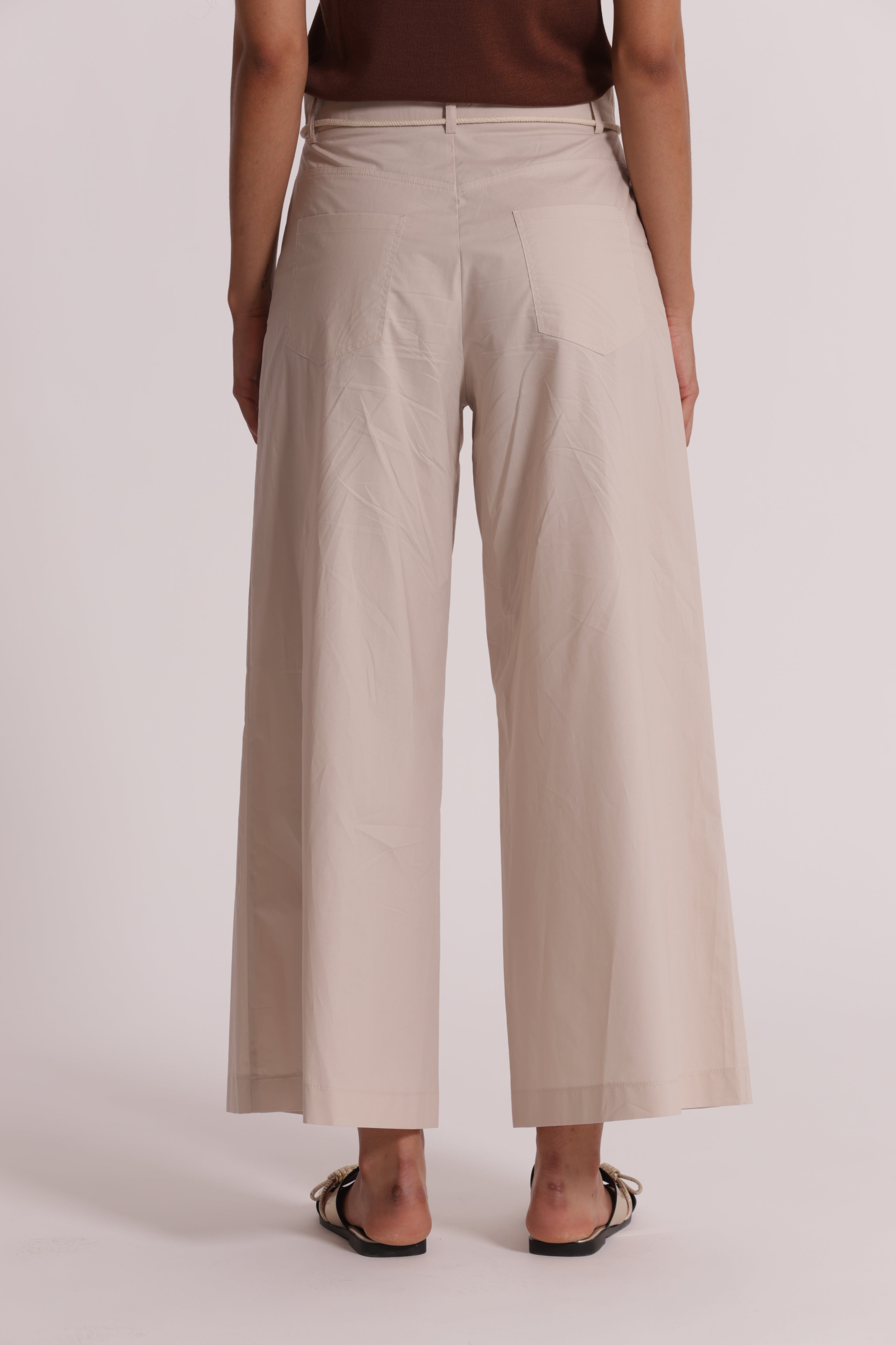 Mimi Mua Pantaloni Cordino Vita 100% Cotone Beige