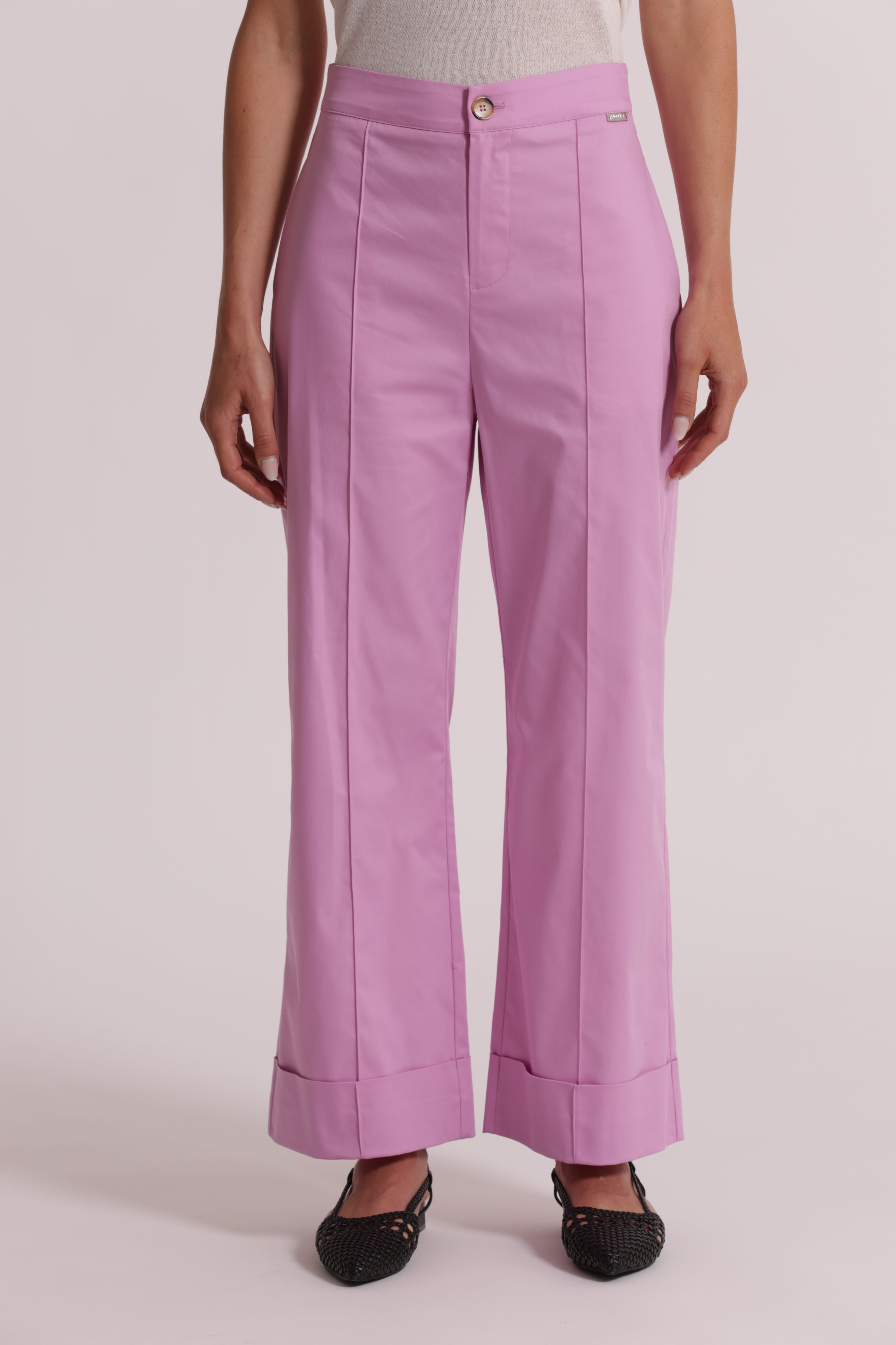 Mimi Mua Pantaloni Cotone con Risvolto Cammello