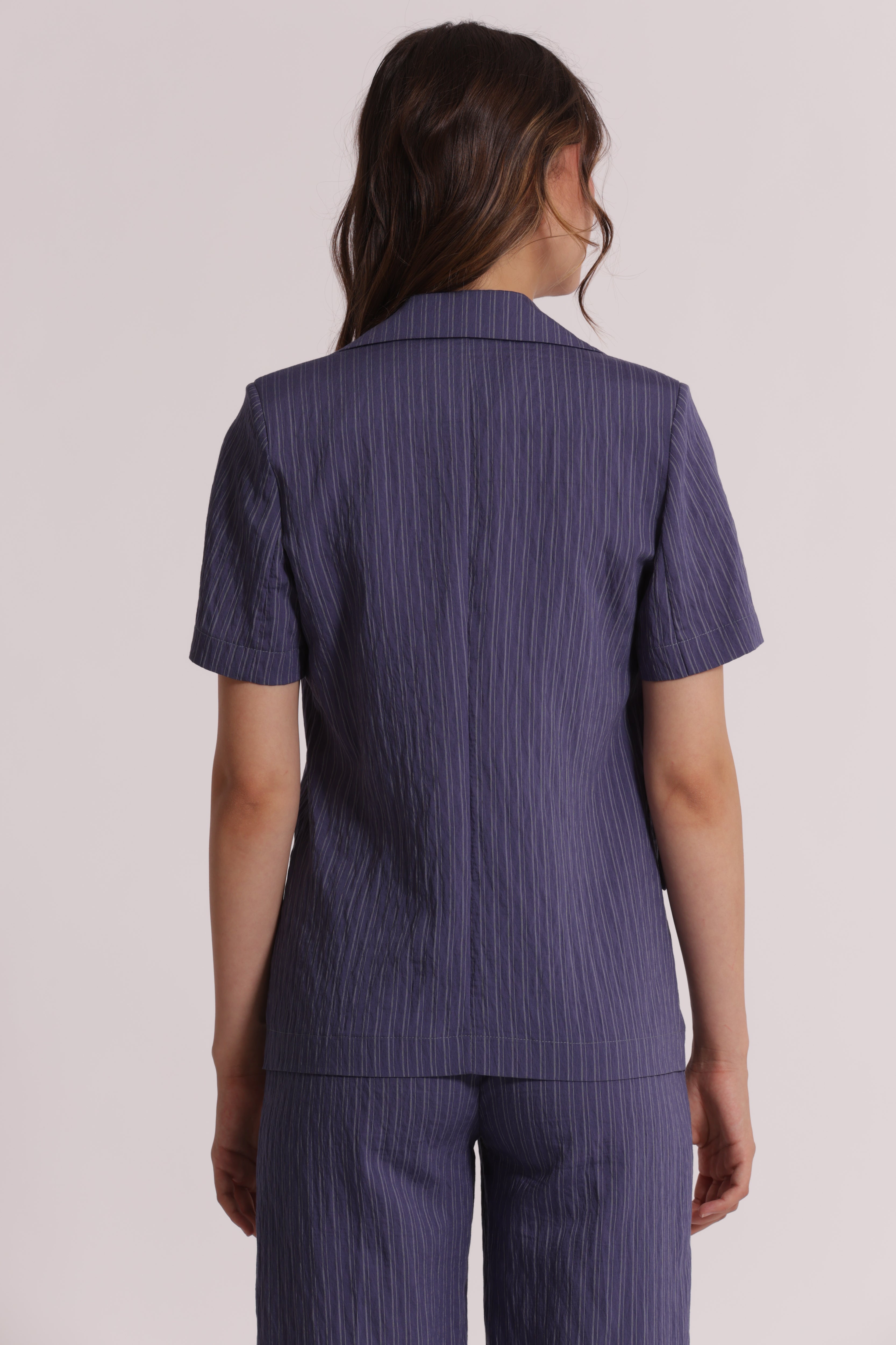Mimi Mua Giacca Maniche Corte Righe Bordeaux