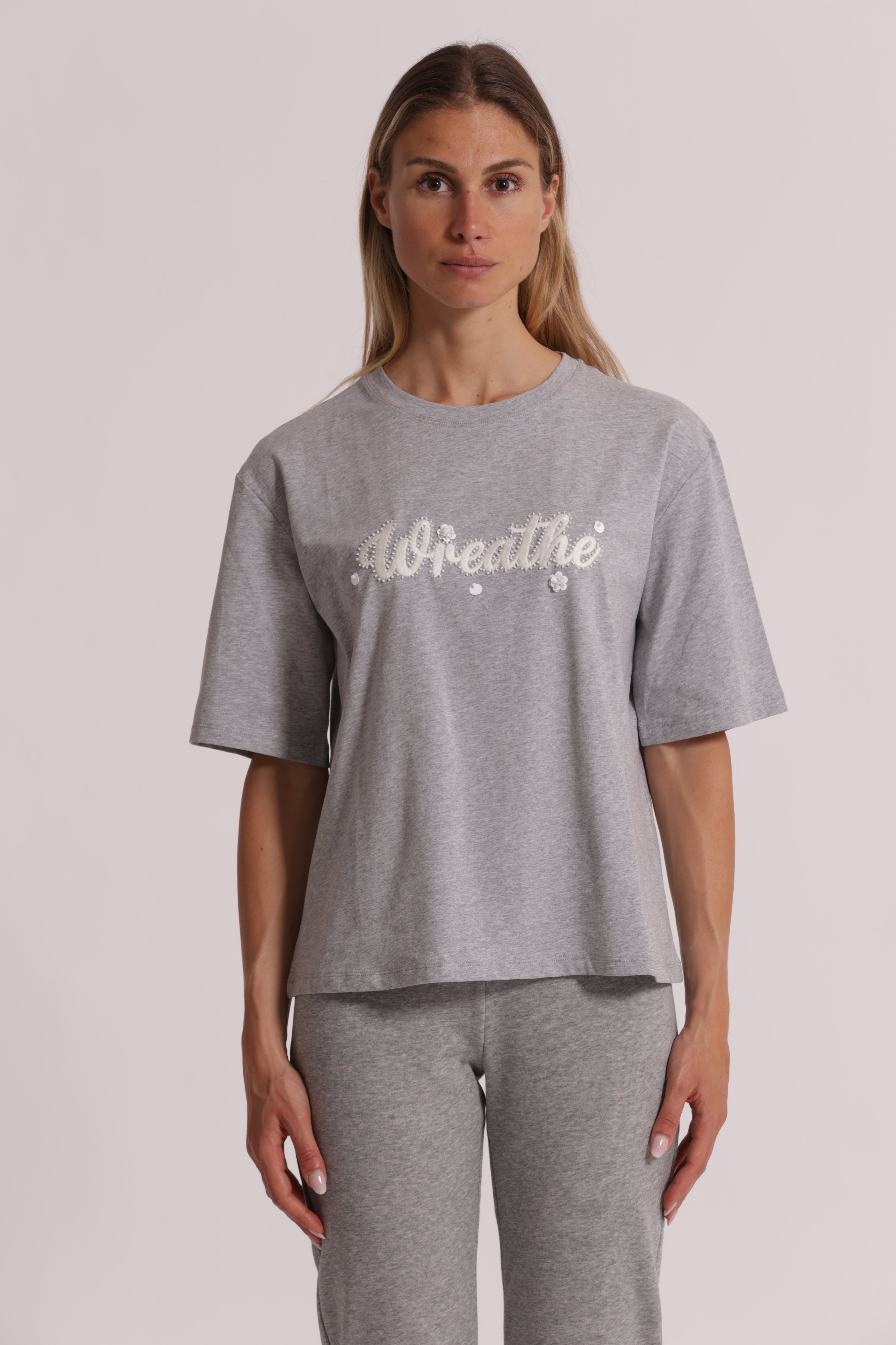 Mimi Mua Freedom t-shirt bianco con strass