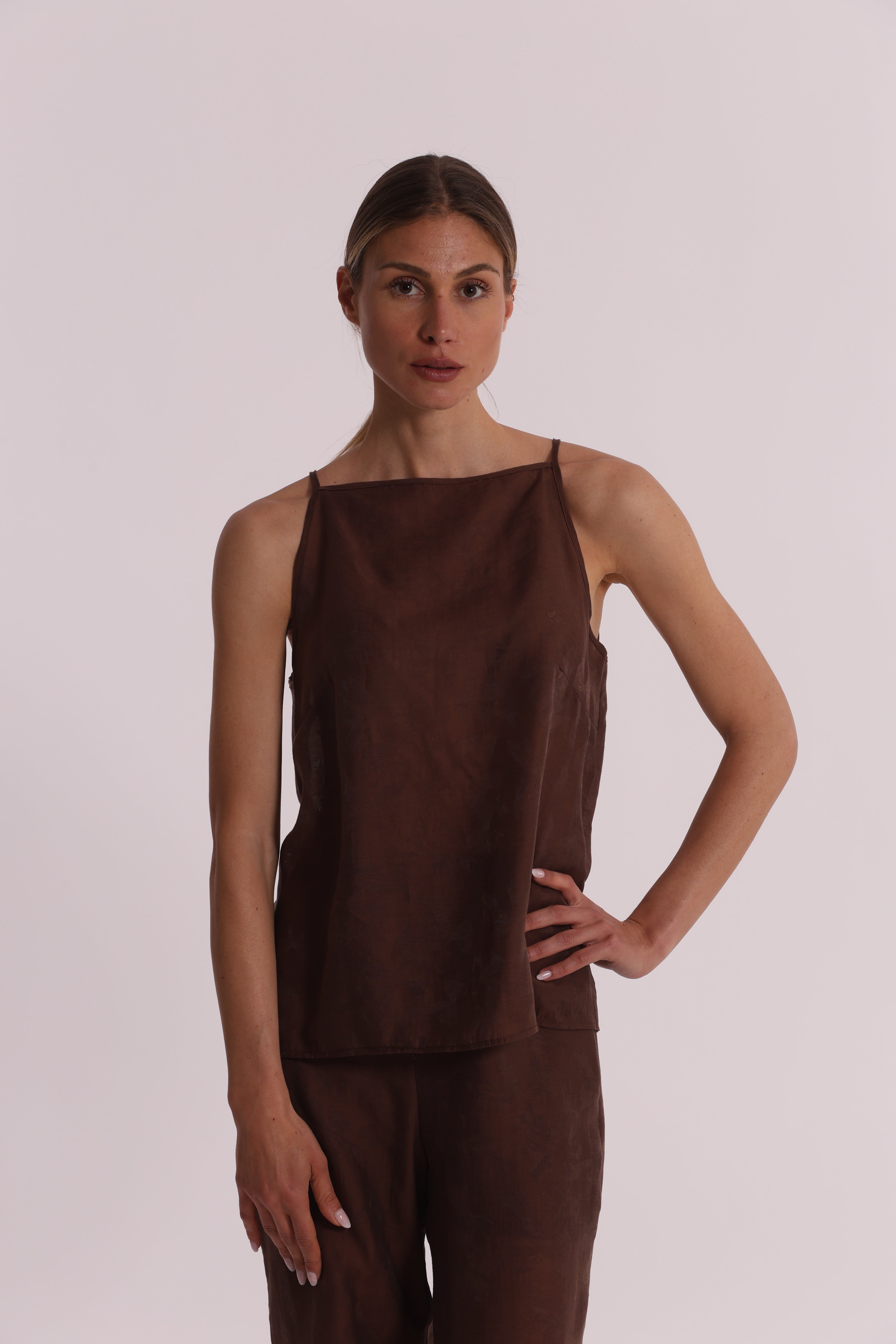 Mimi Mua Top Jacquard in Lyocell Rosa
