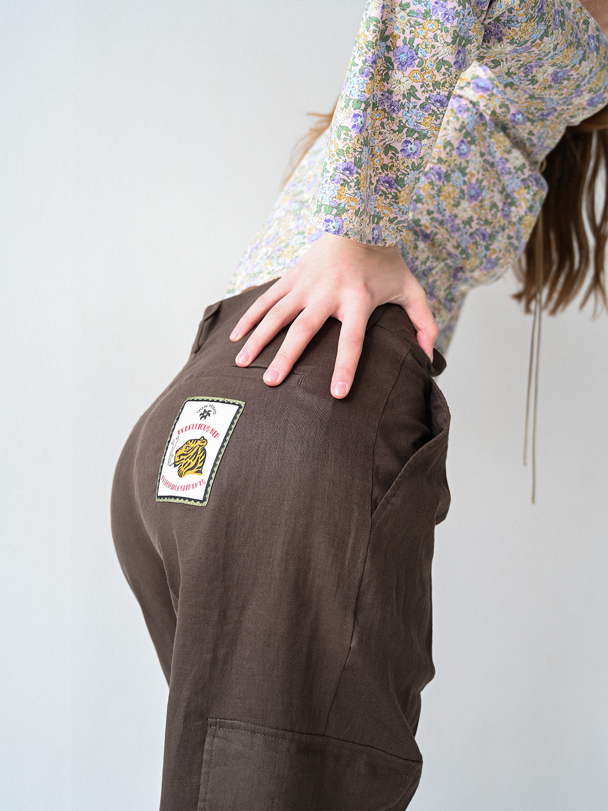 Giglio Tigrato Bowie I pantaloni lino marrone S