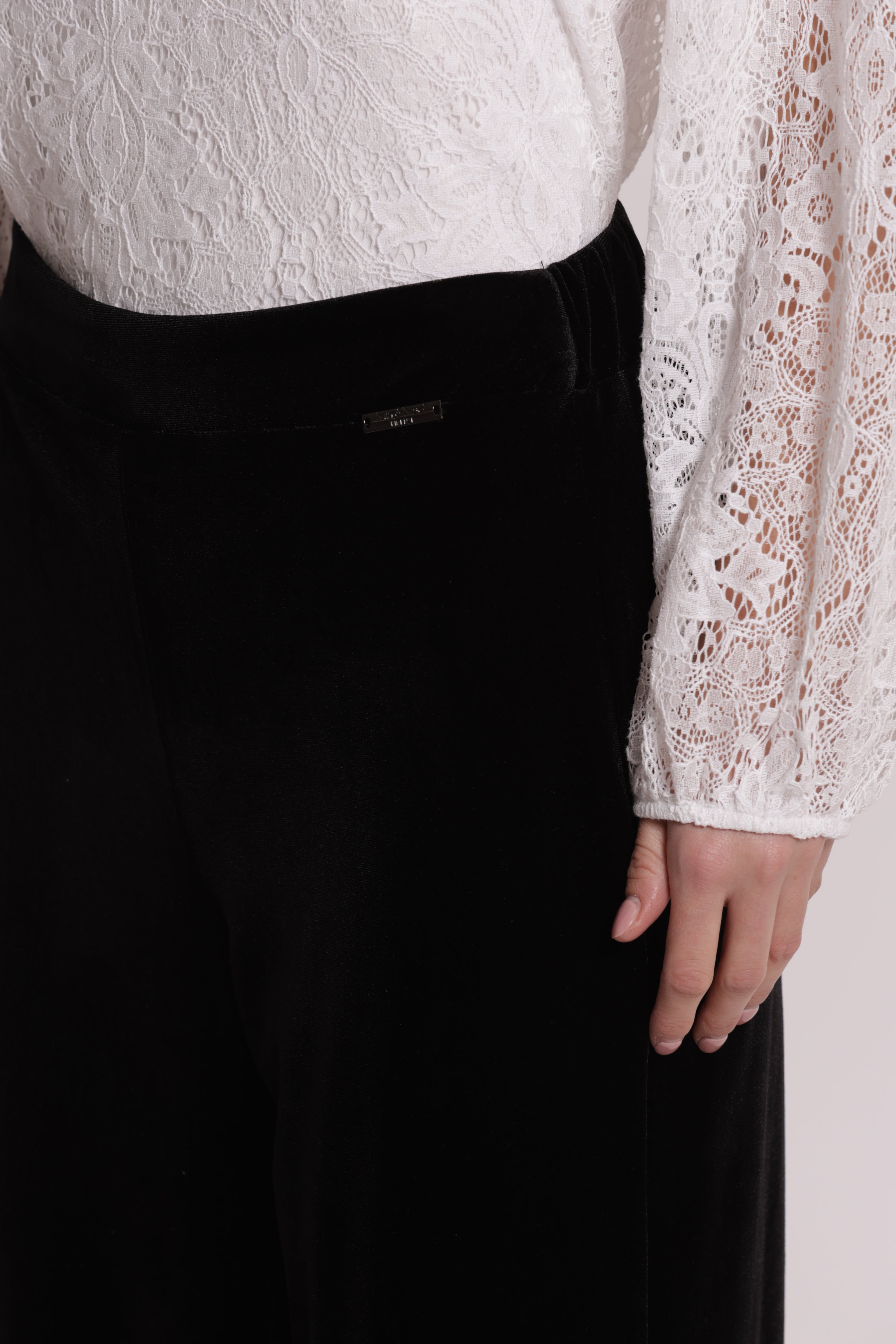 Mimi Mua Palazzo Velluto Pantaloni Nero Morbido