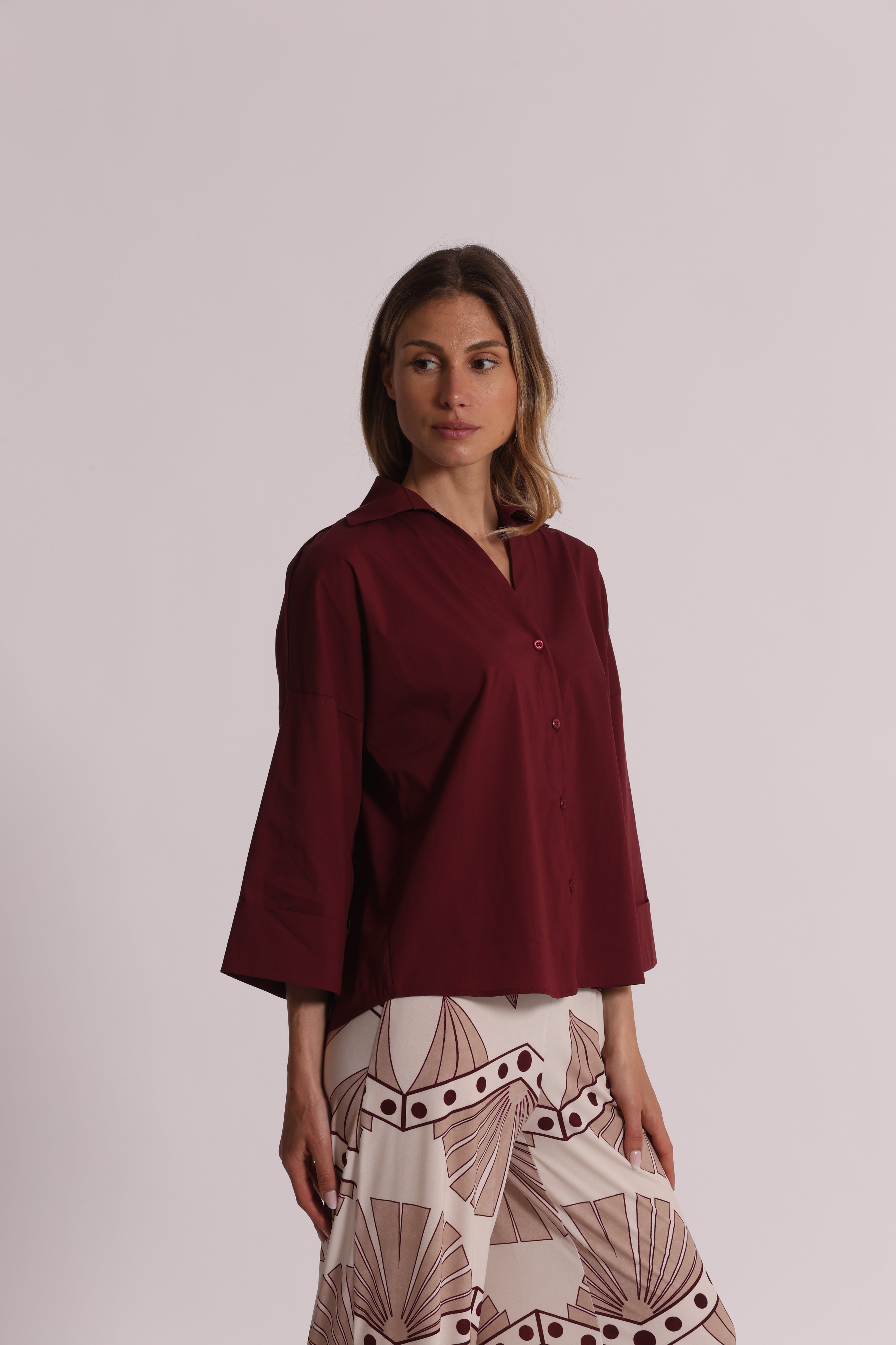 Mimi Mua Camicia Maniche Ampie Bianca Cotone
