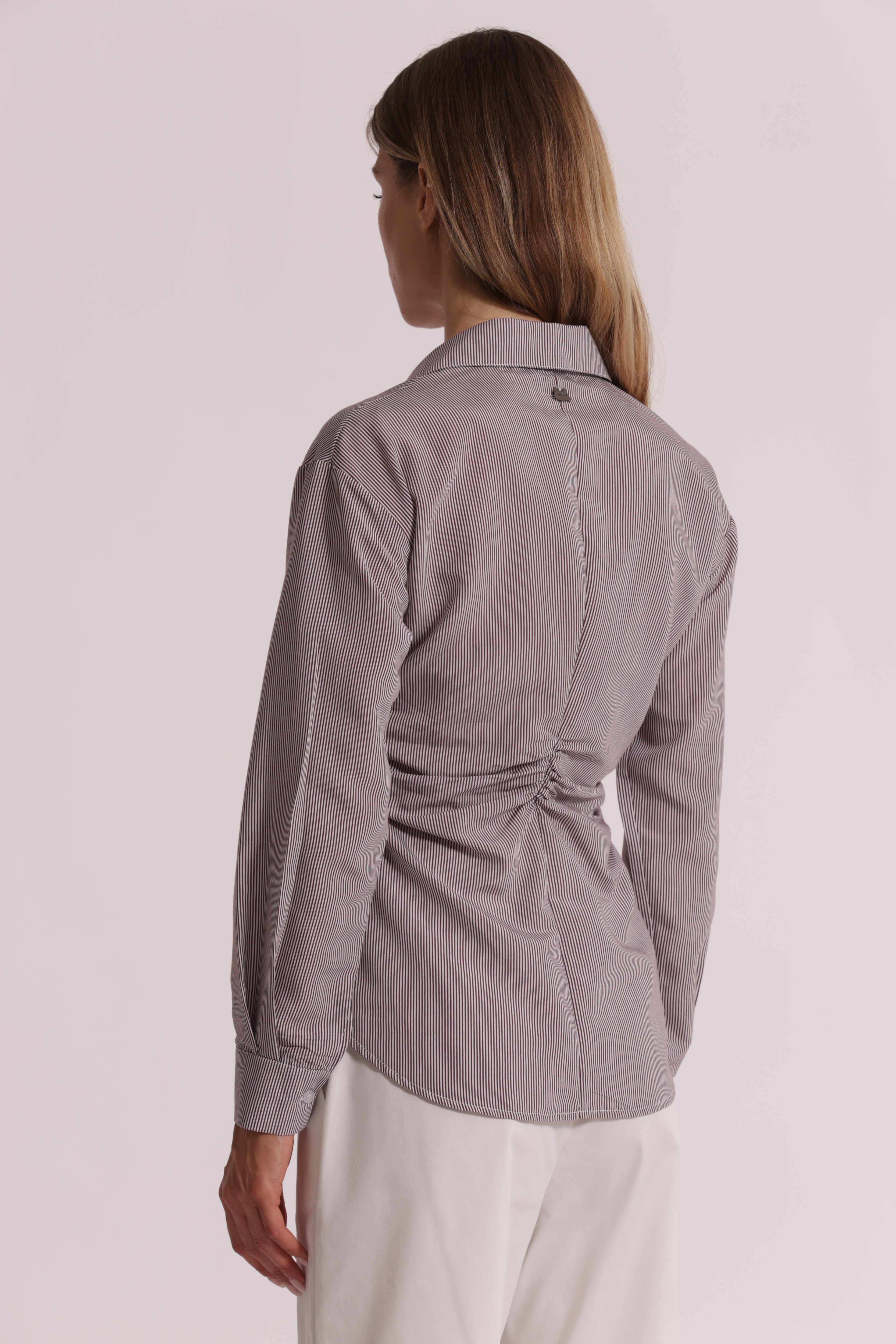 Mimi Mua Camicia Drappeggio Vita Bordeaux in Viscosa