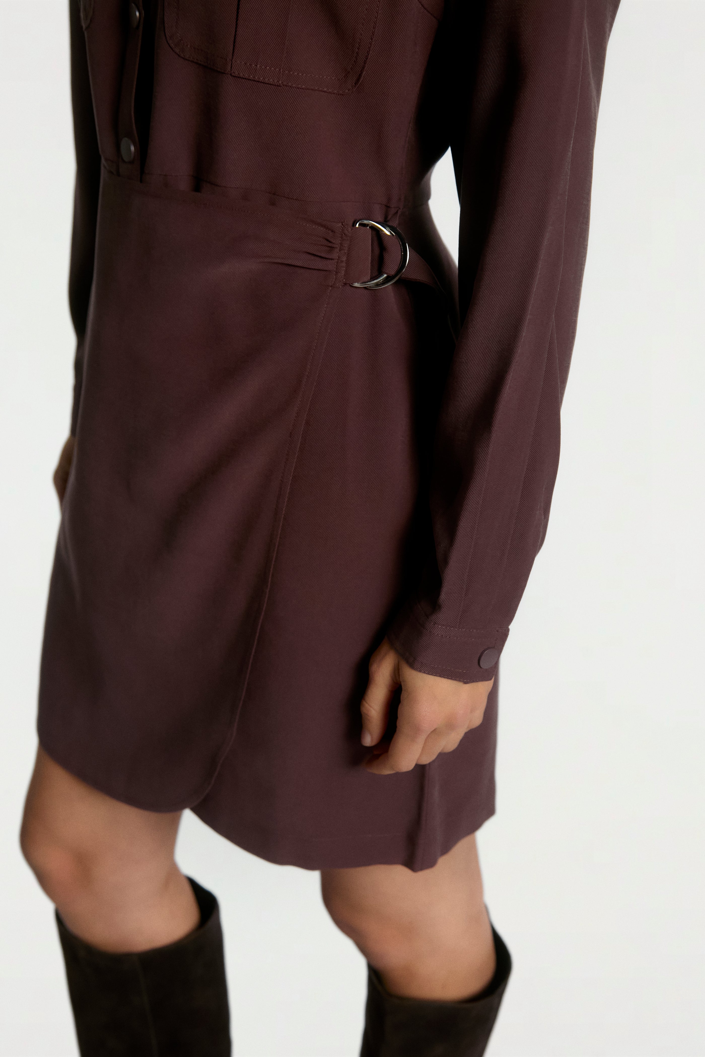 Aaiko Yven abito bordeaux collo camicia