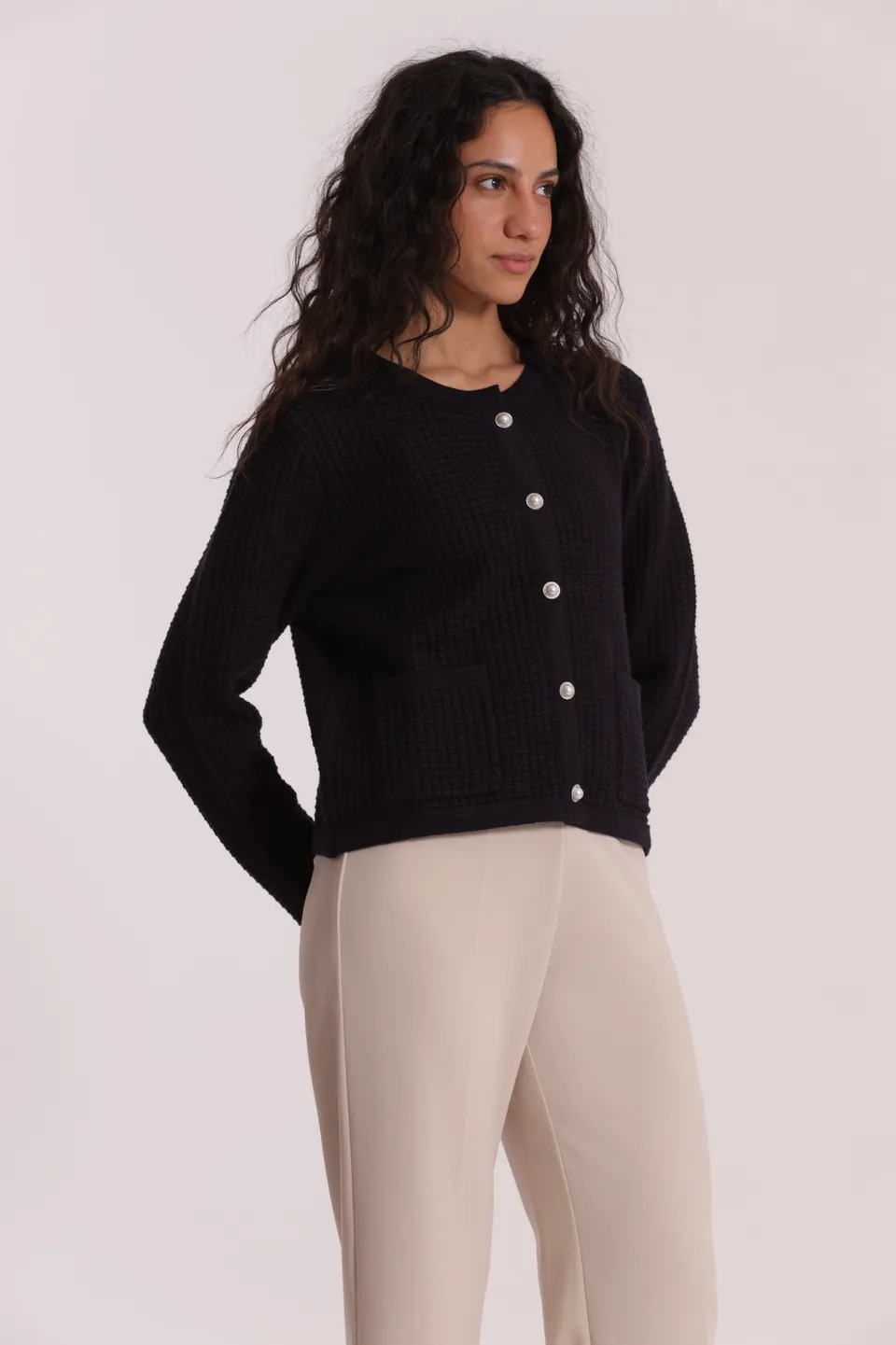 Mimi Mua Maglia Cardigan Nido Ape Panna