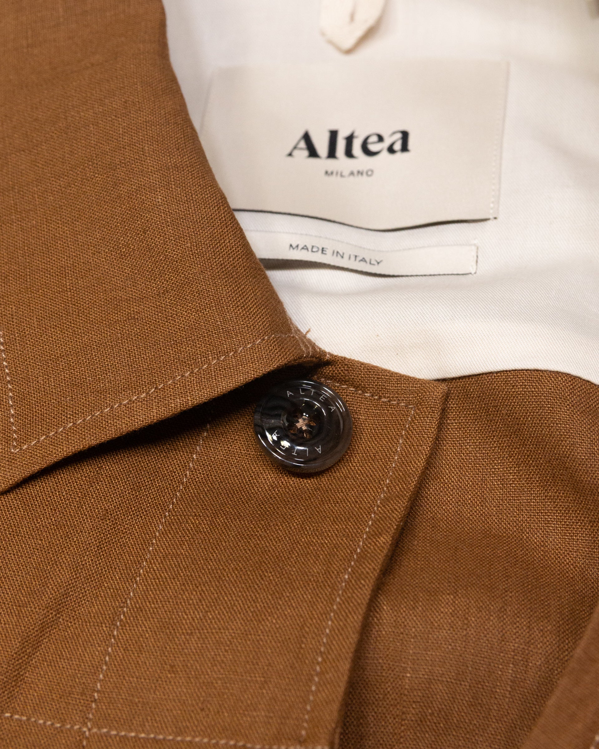 Altea Mitchell overshirt lino cuoio sfoderata