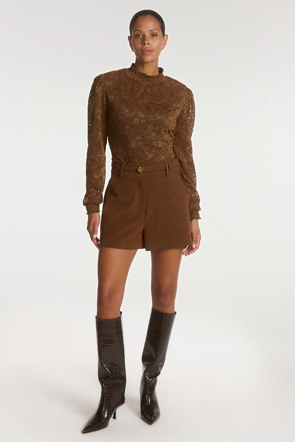 Aaiko Lisa shorts marrone Brown Sugar scamosciati