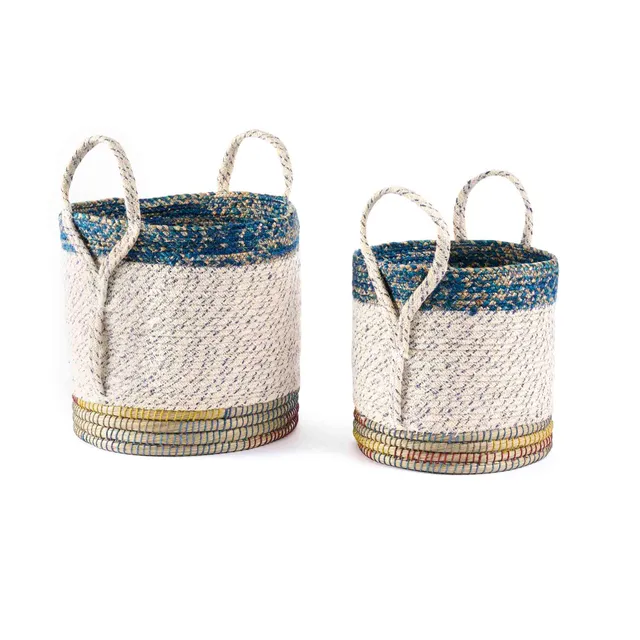On Earth Cooperative Collection Layers cesto fibra blu con manici