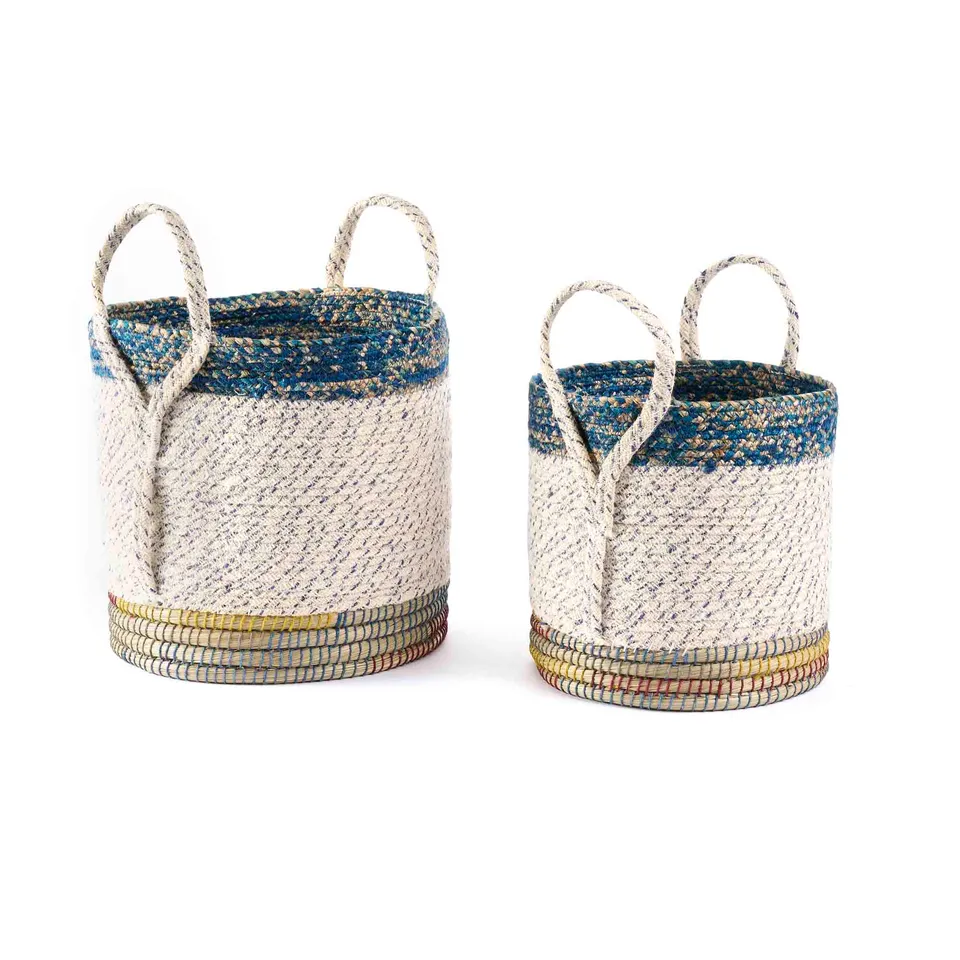On Earth Cooperative Collection Layers cesto fibra blu con manici