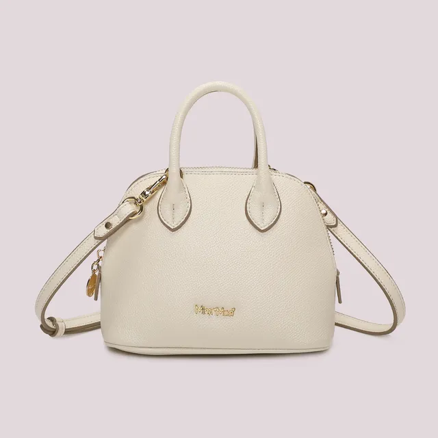 Mimi Mua Borsa Piccola a Tracolla con Manici Panna Ecopelle
