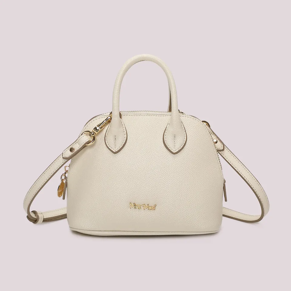 Mimi Mua Borsa Piccola a Tracolla con Manici Panna Ecopelle