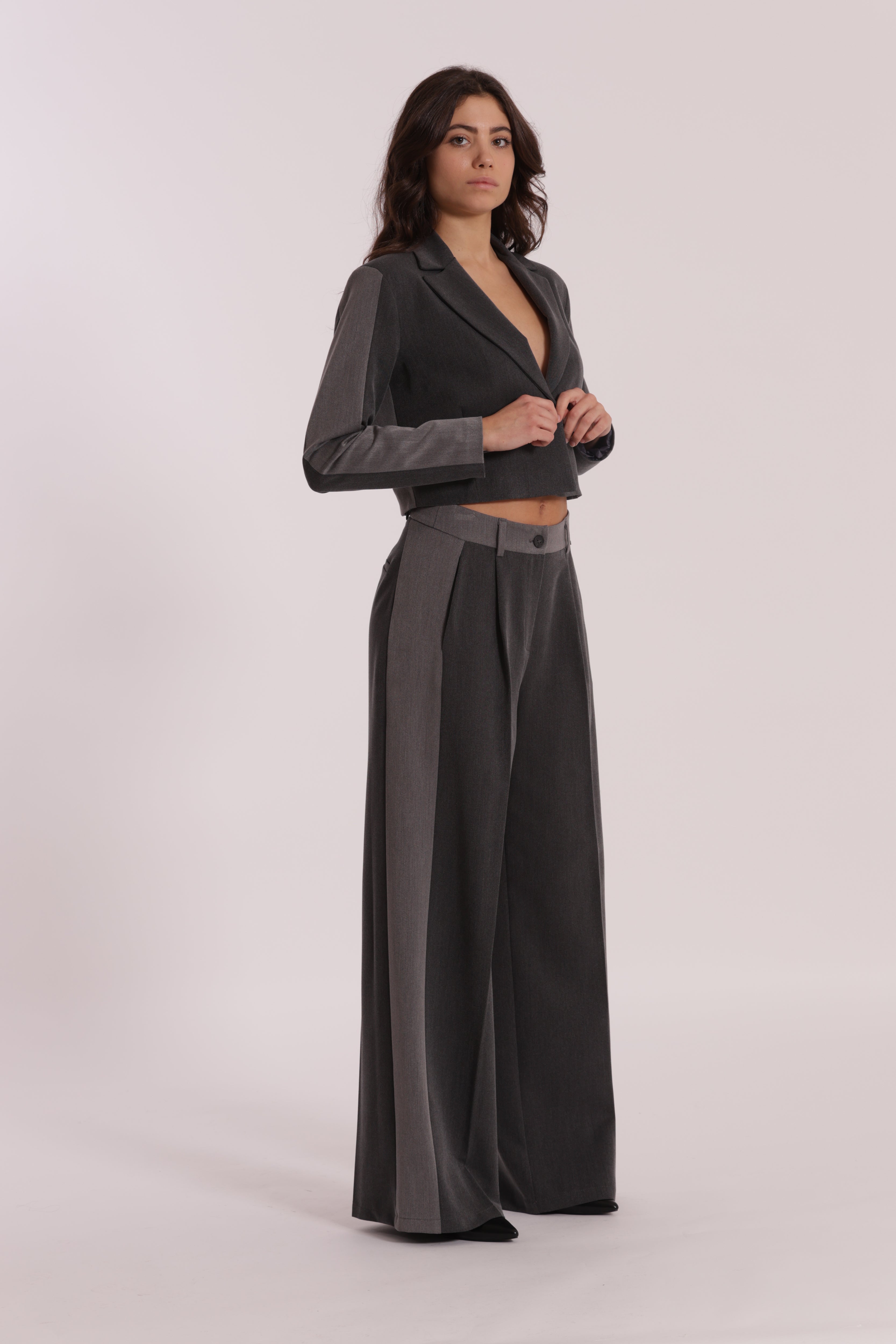 Mimi Mua Palazzo Color Block pantaloni grigio chiaro/antracite