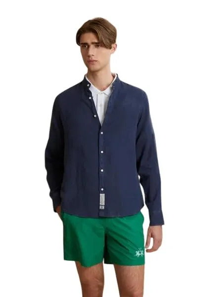 La Martina MCC035 TL144 camicia coreana lino uomo