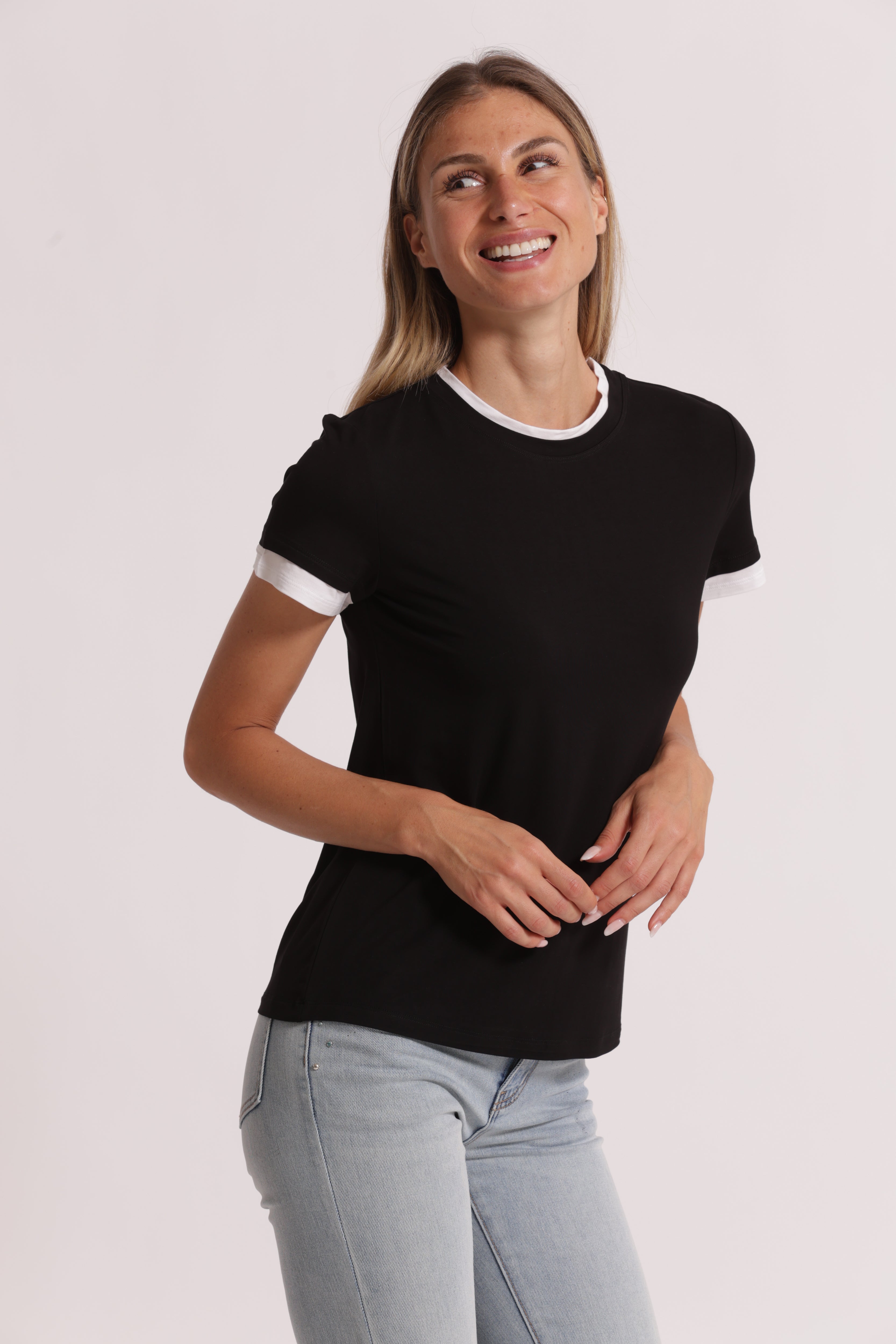 Mimi Mua T-Shirt Bordi a Contrasto maglietta viscosa