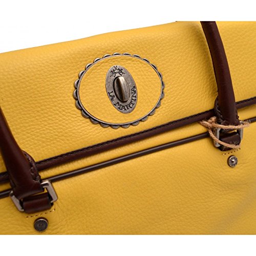 La Martina Polo borsa tracolla pelle gialla cartella 36x28