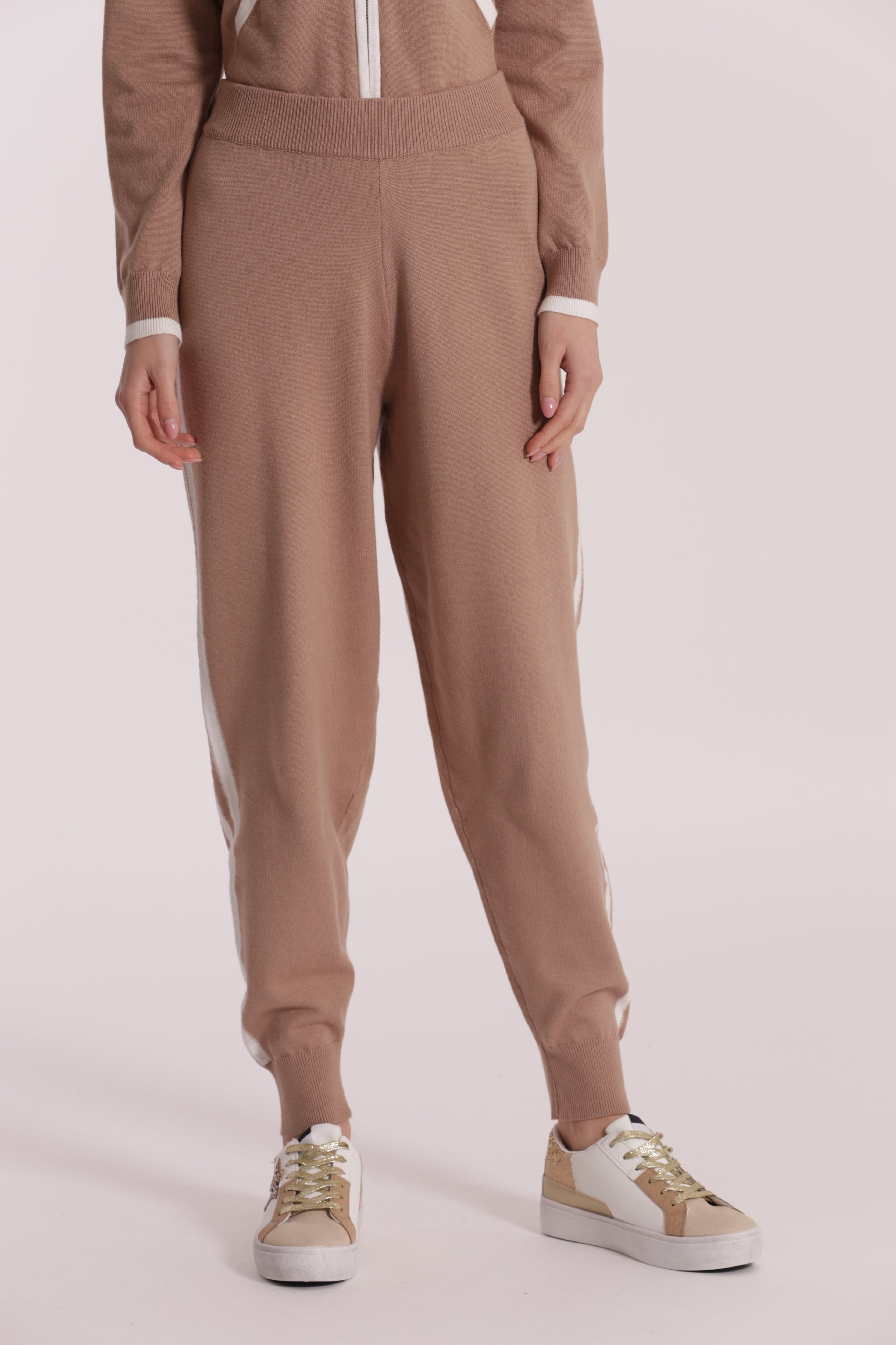 Mimi Mua Pantaloni Maglia Bicolor Grigio Blu Morbidi