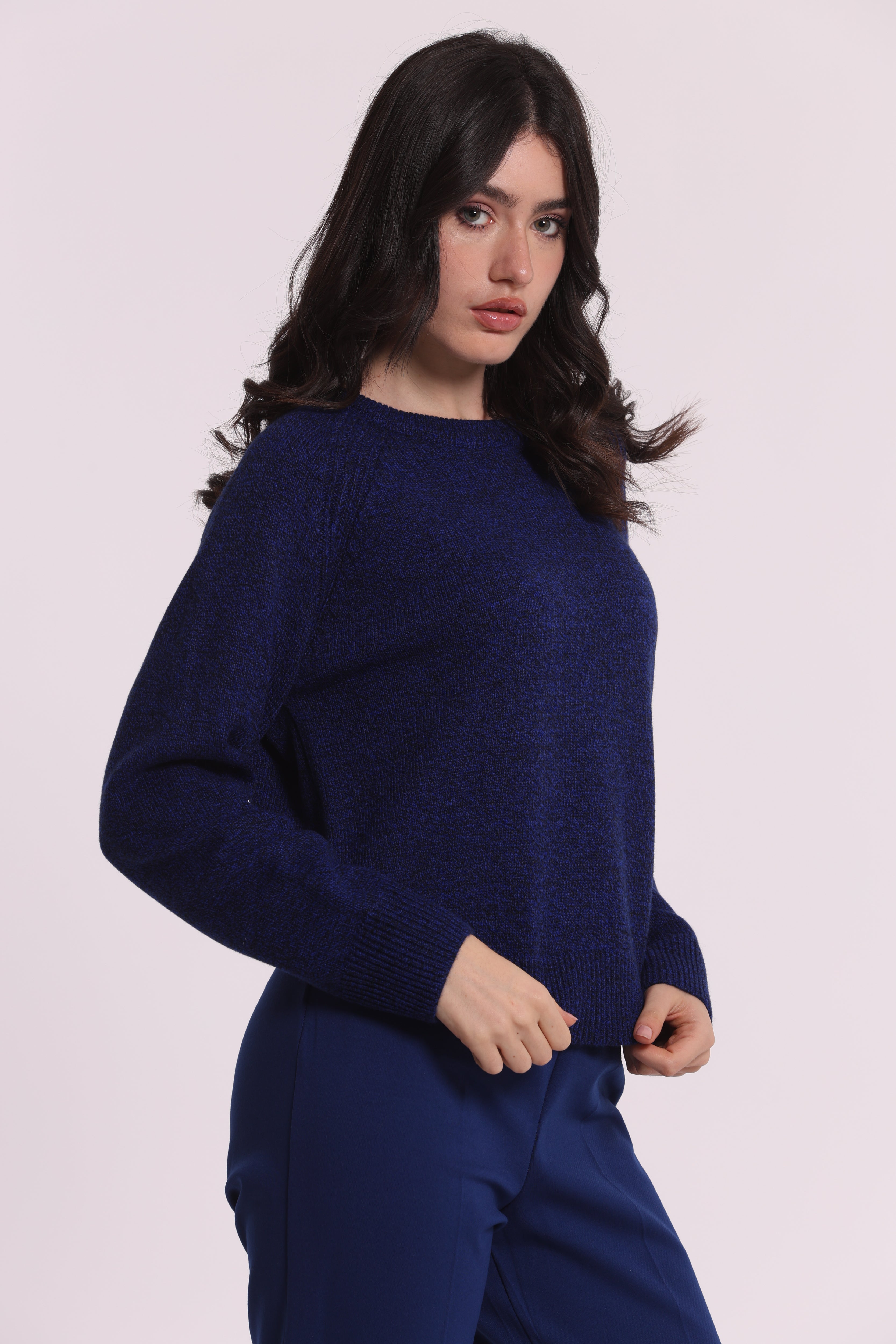 Mimi Mua Maglia Melange Collo Removibile blu