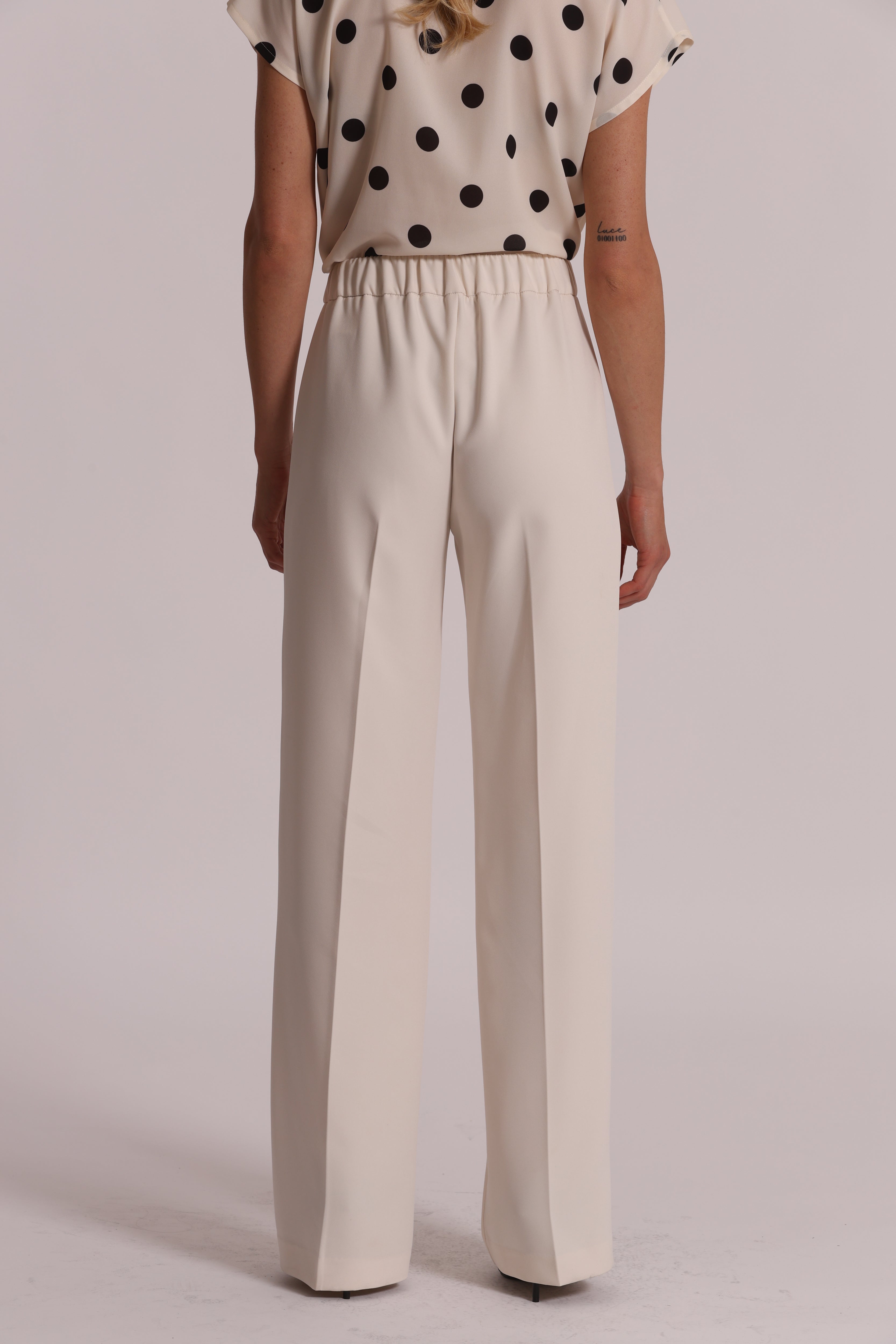 Mimi Mua pantalone bordi contrasto latte bicolore