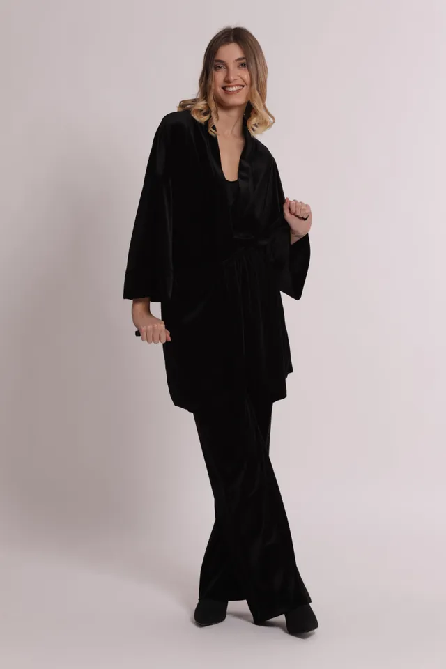 Mimi Mua kimono velluto giacca nero morbido