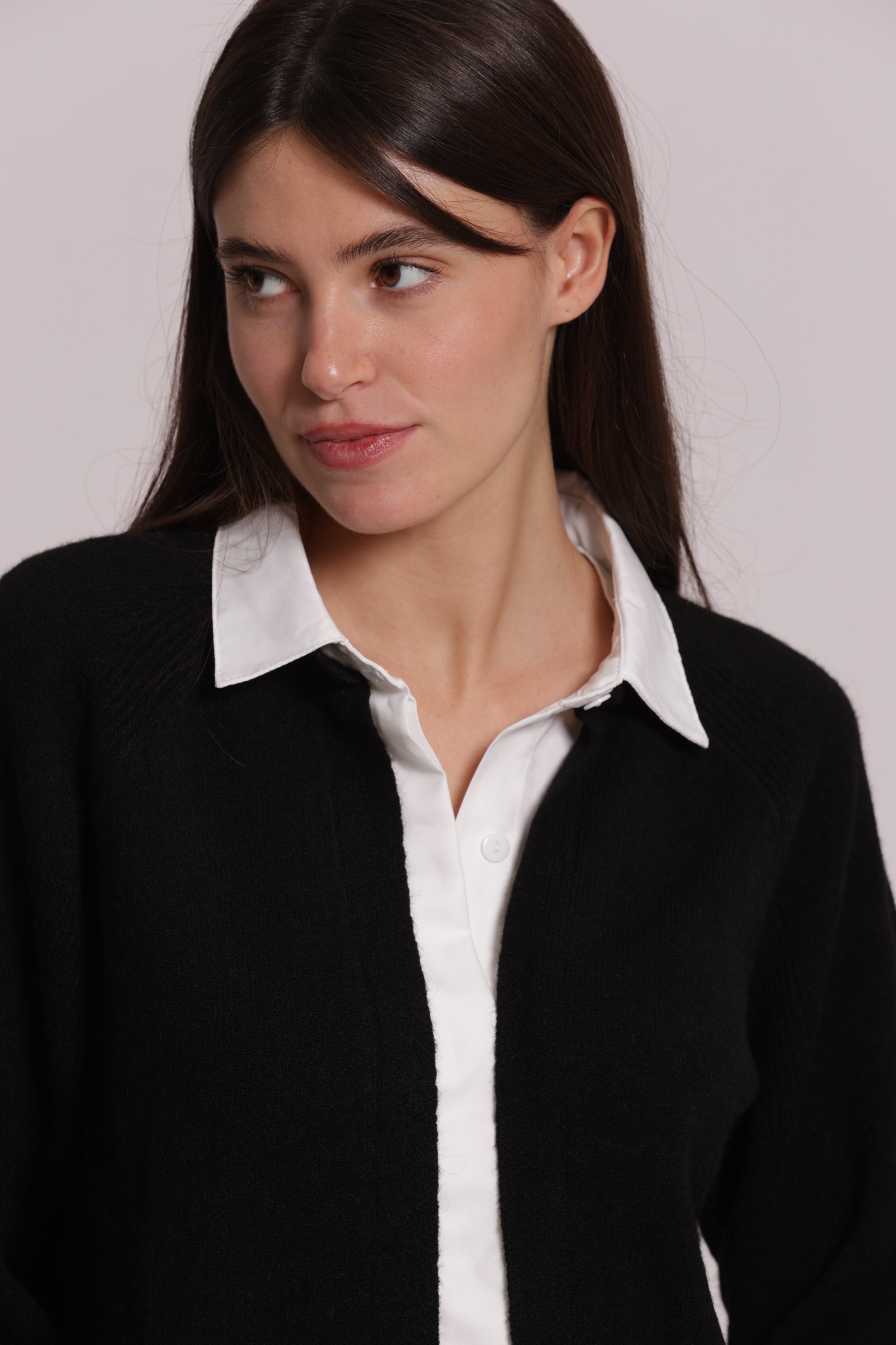 Mimi Mua Finta Camicia maglia nera lana