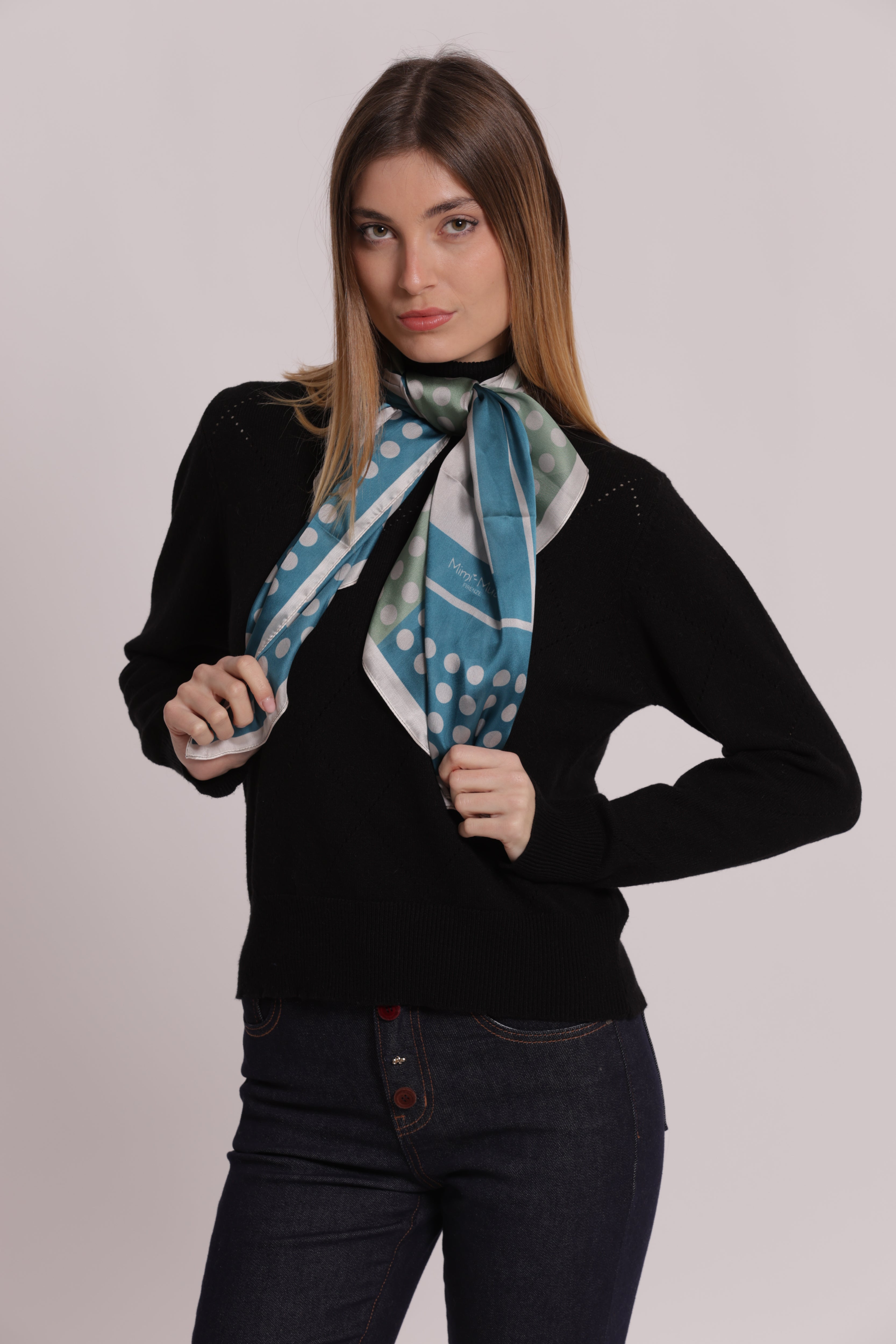 Mimi Mua Foulard Cornice Pallini 90x90 Moro