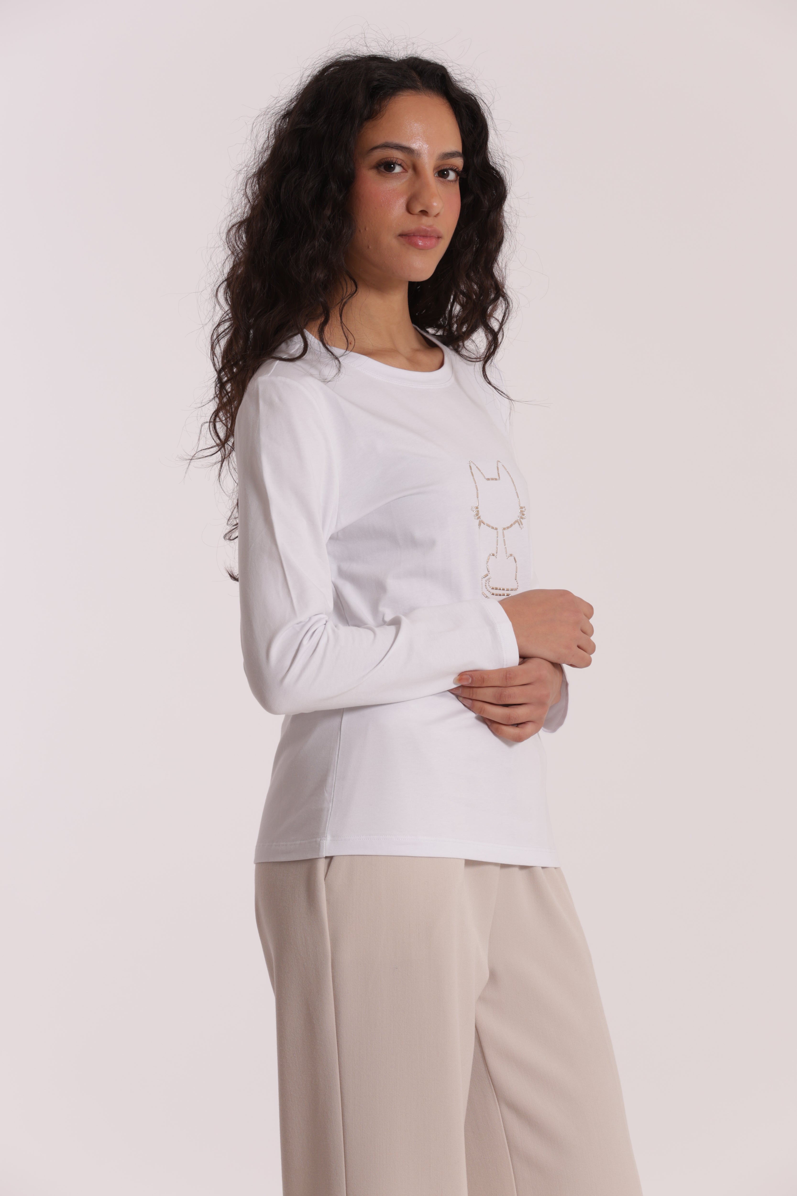 Mimi Mua Gatto Catena t-shirt cotone stampa gatto