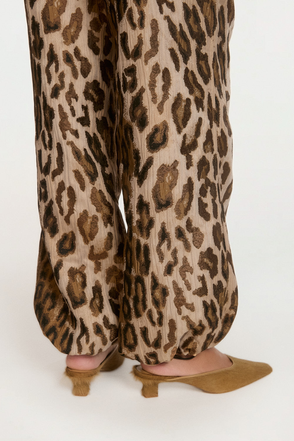 Aaiko Jet pantaloni animalier marrone lucido