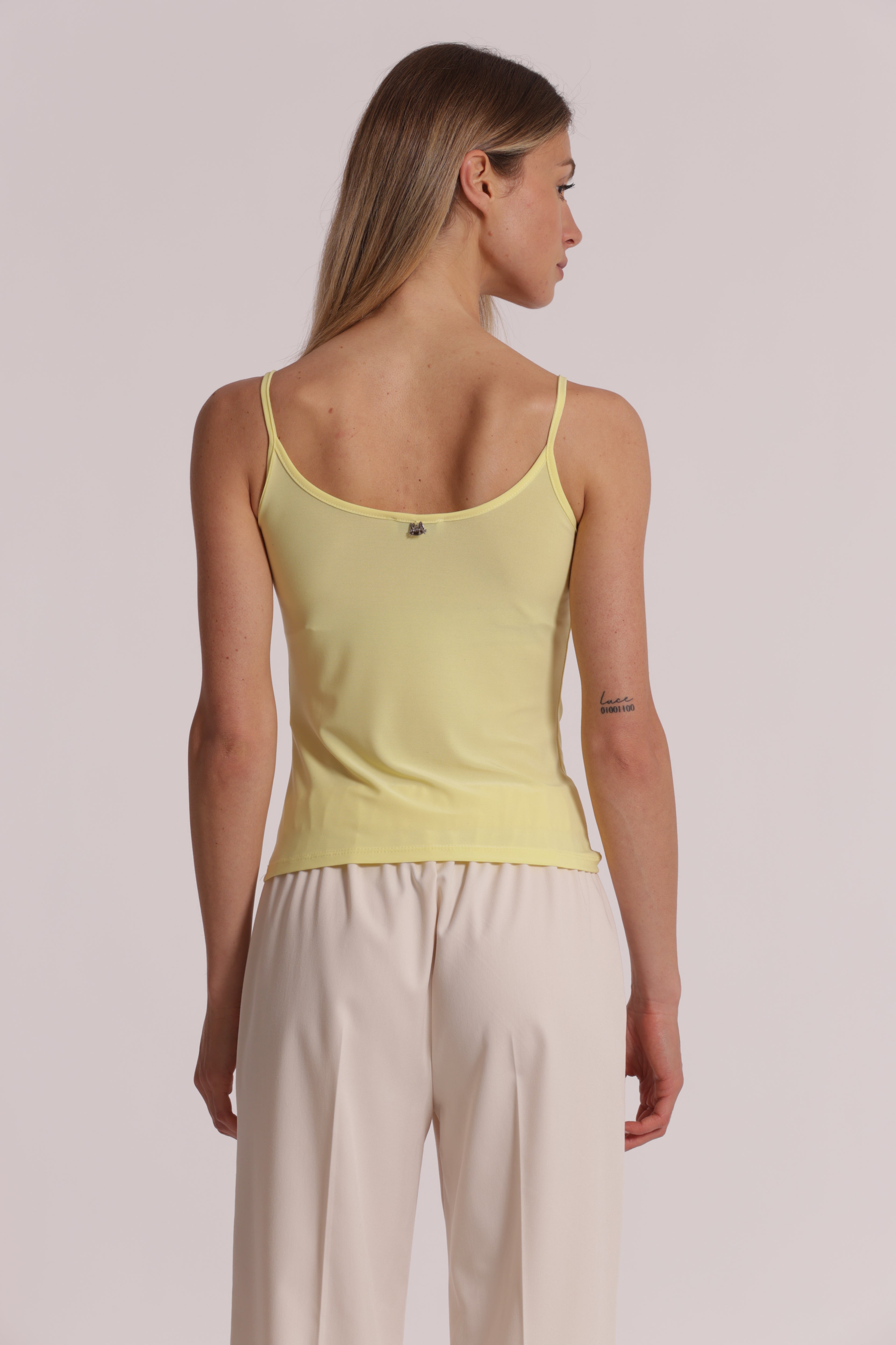 Mimi Mua Canotta Ity Blusa Latte Elastica