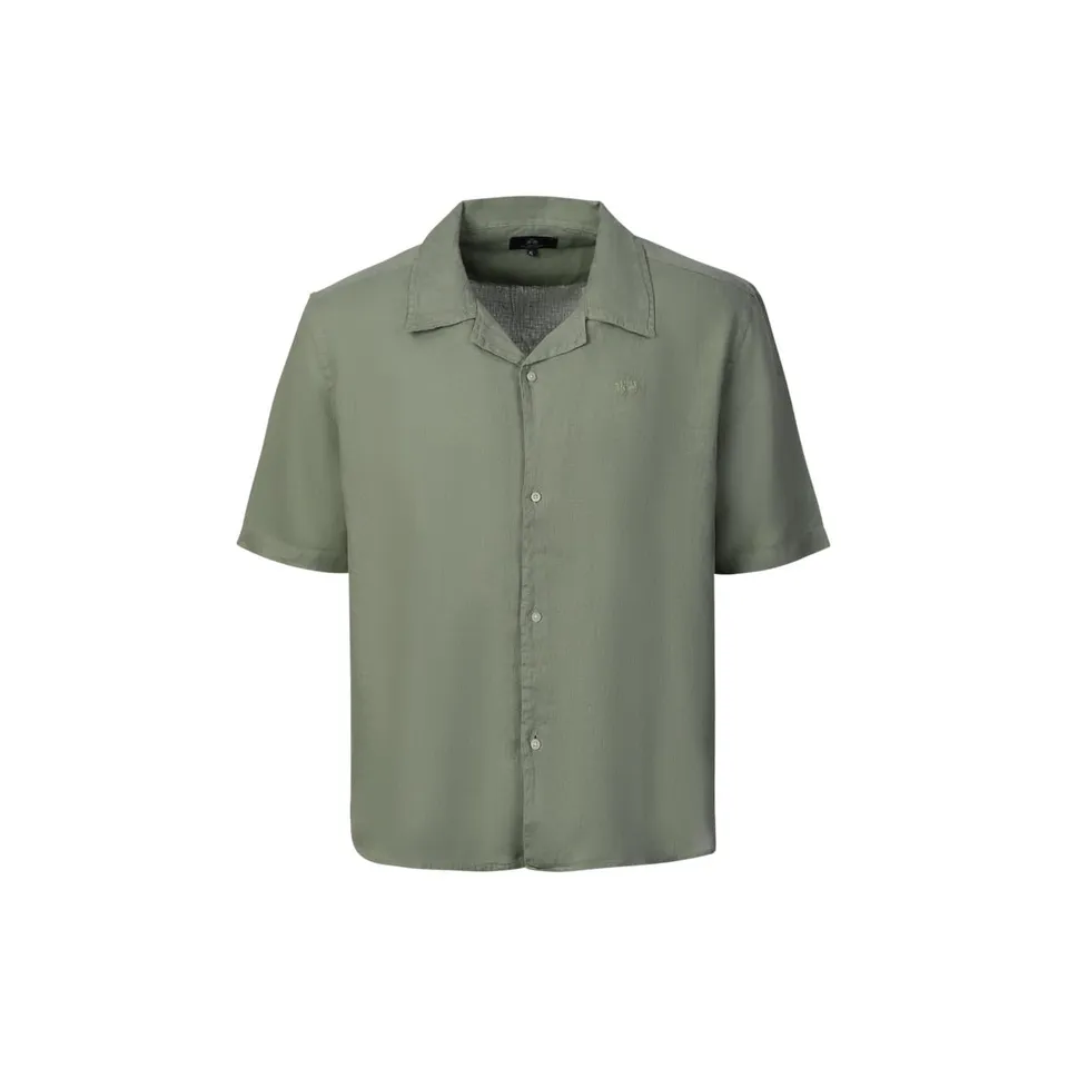 La Martina MCC025 camicia uomo verde lino manica corta