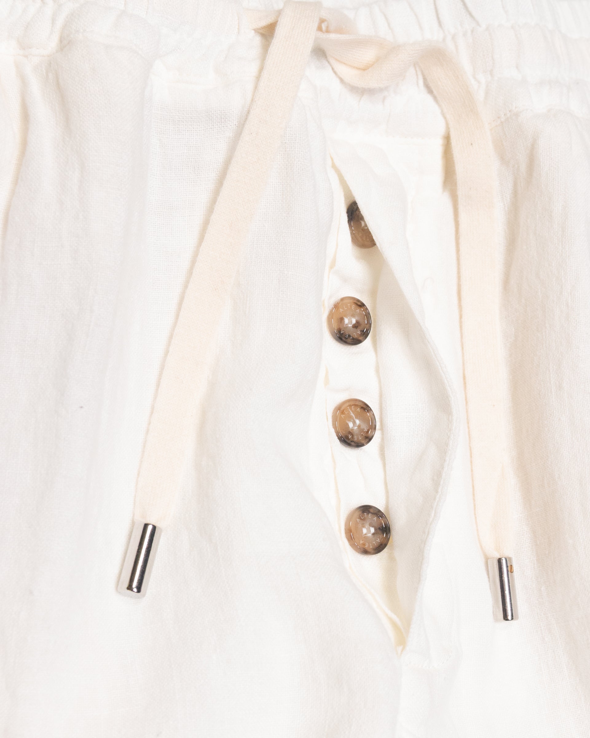 Altea Mattia pantalone in lino panna scuro coulisse