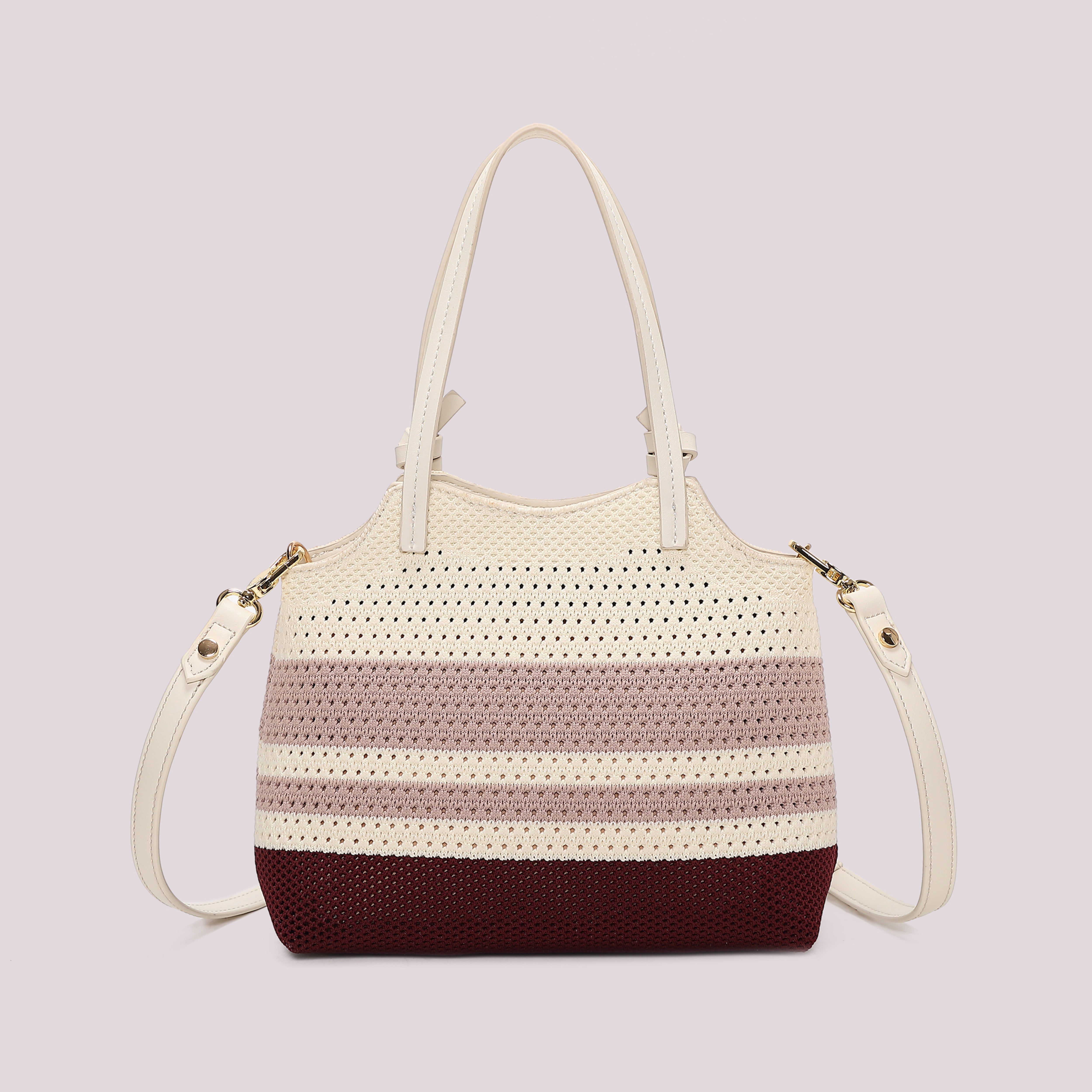 Mimi Mua Borsa Mano Maglia Righe ciclamino piccola