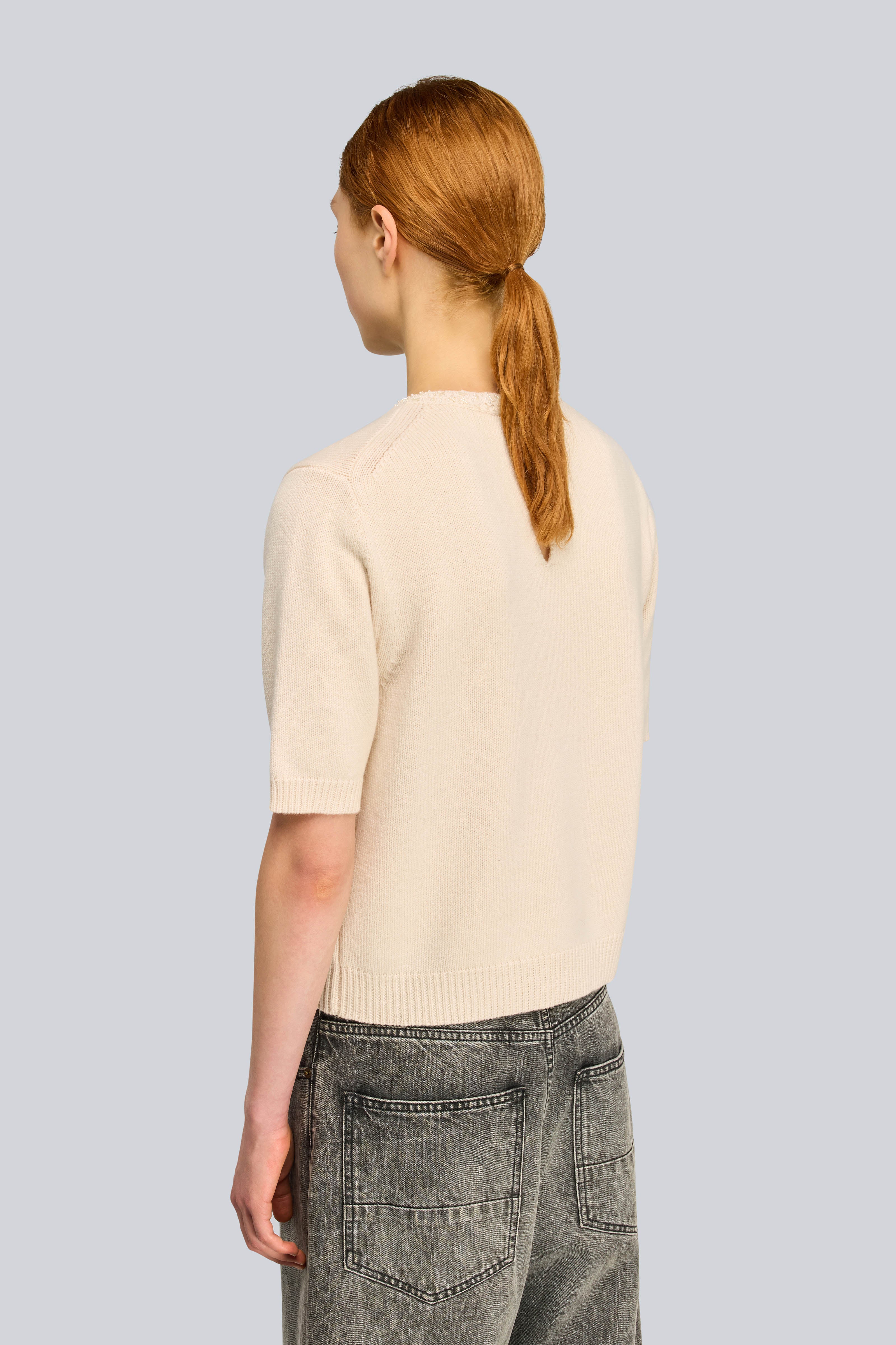 Semicouture Kate maglia misto cashmere maniche corte nera