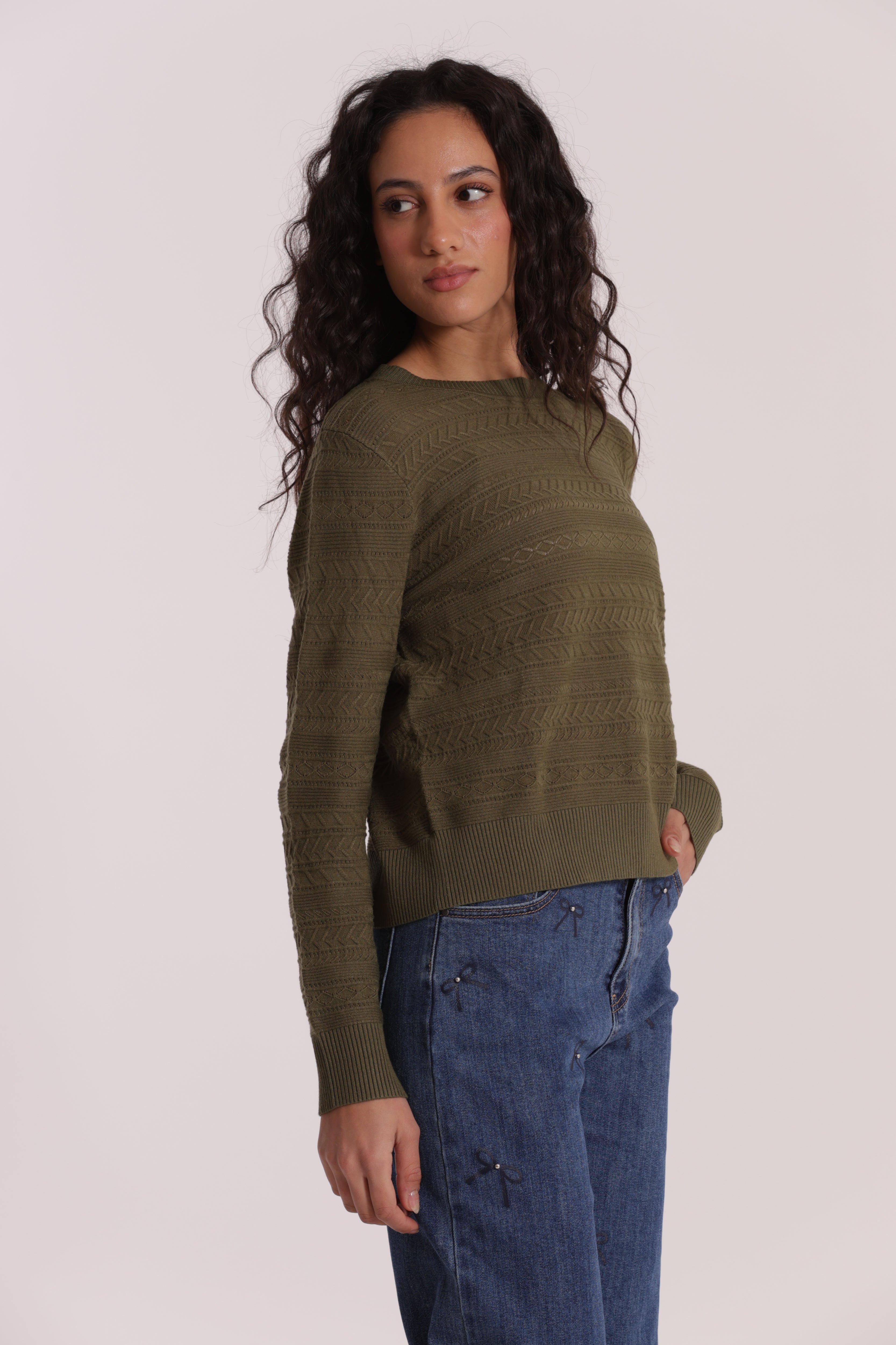Mimi Mua Maglia Scollo Tondo Traforato nero viscosa