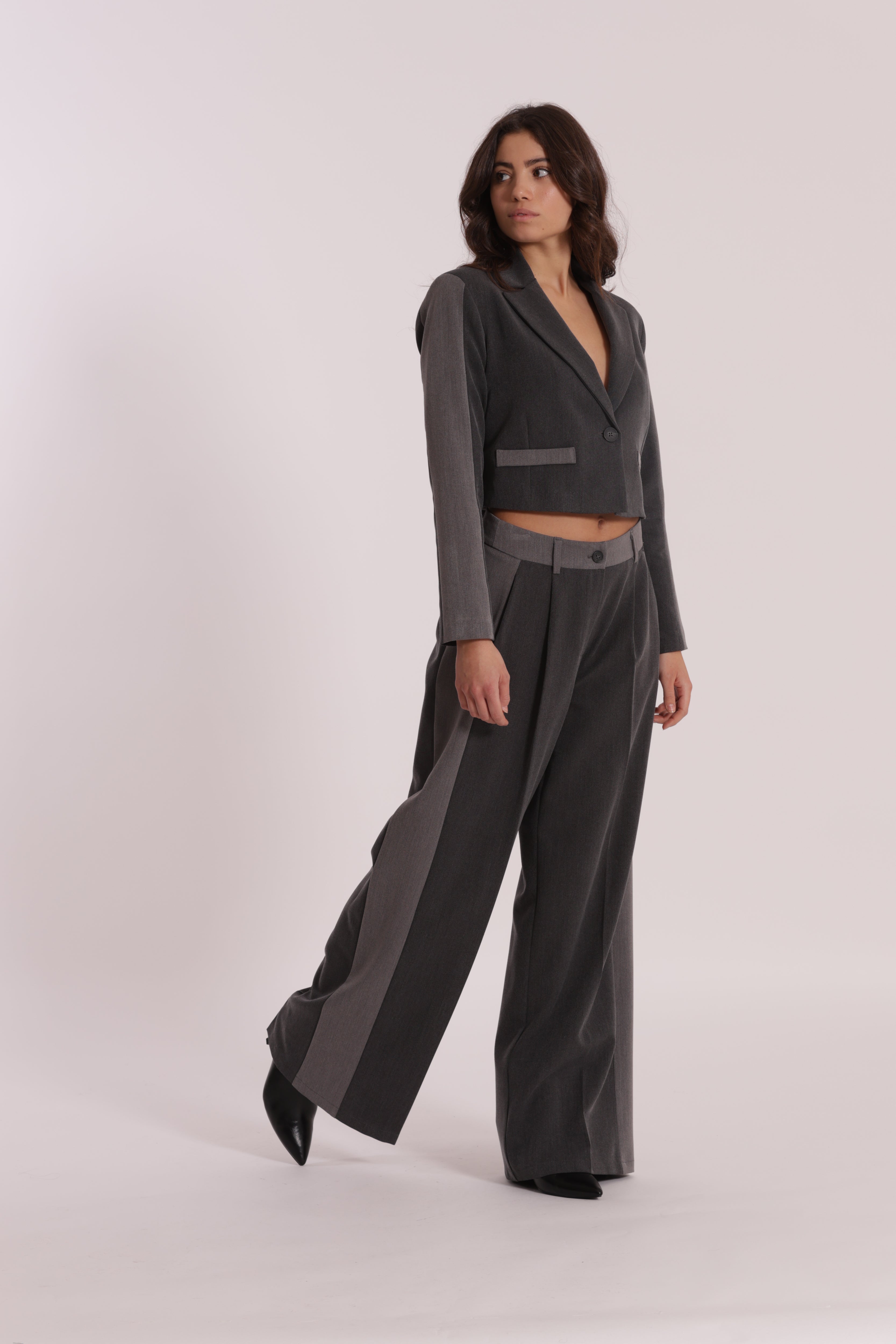 Mimi Mua Palazzo Color Block pantaloni grigio chiaro/antracite