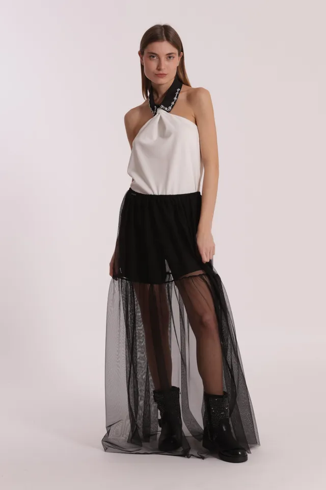 Mimi Mua Gonna Lunga in Tulle Gonna Nera Velata