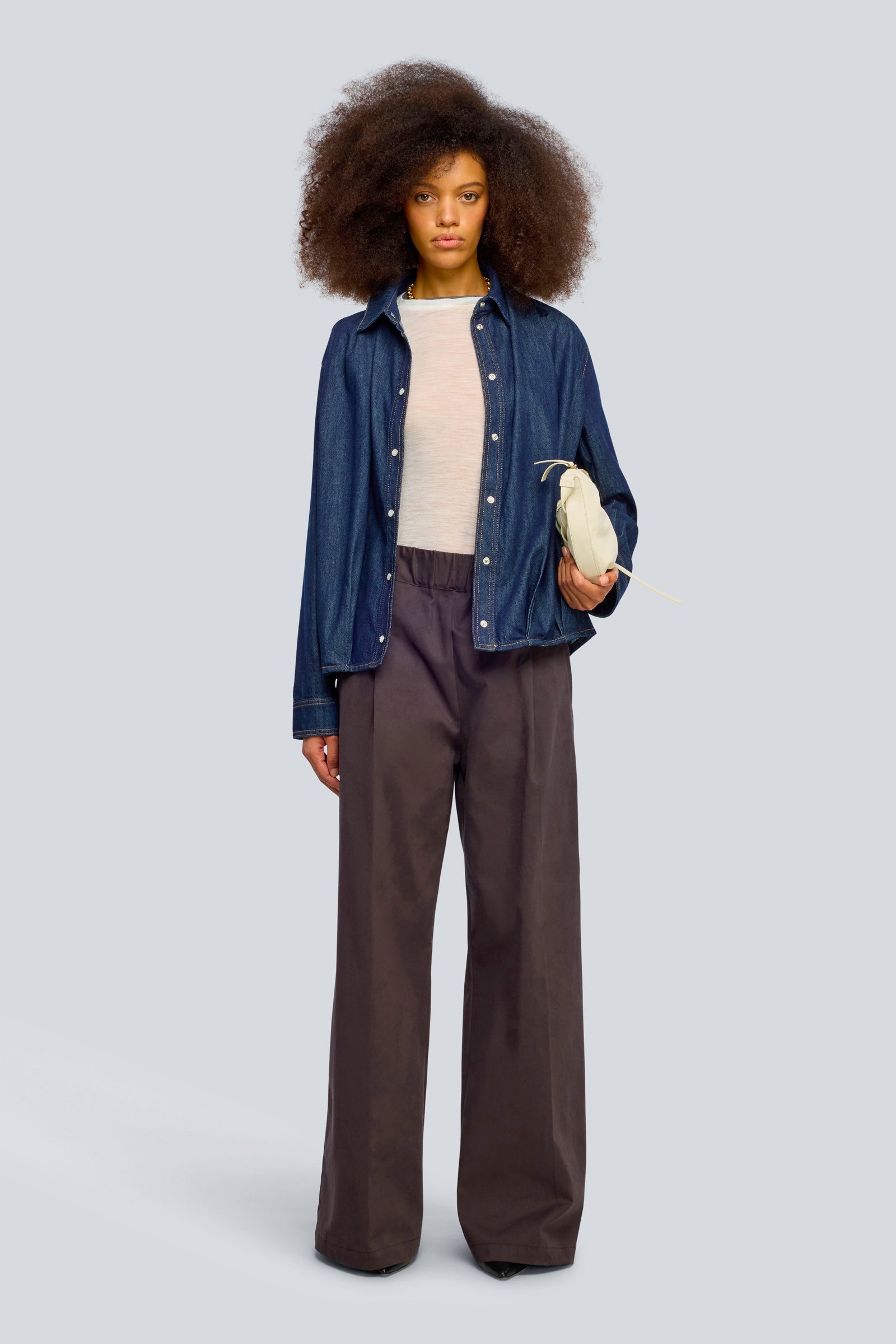 Semicouture Jhonny Y6WO26 pantalone gabardina moka gamba ampia